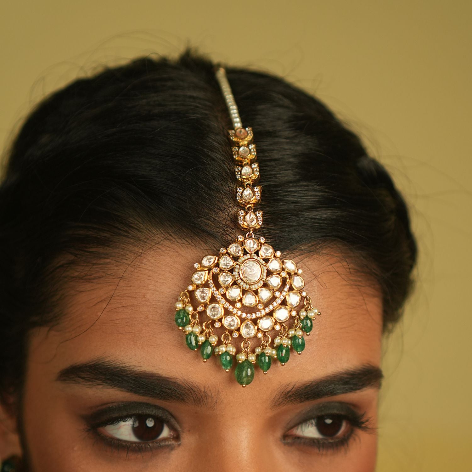 Kanika Polki Tikka in 92.5 Silver with Moissanite Stones