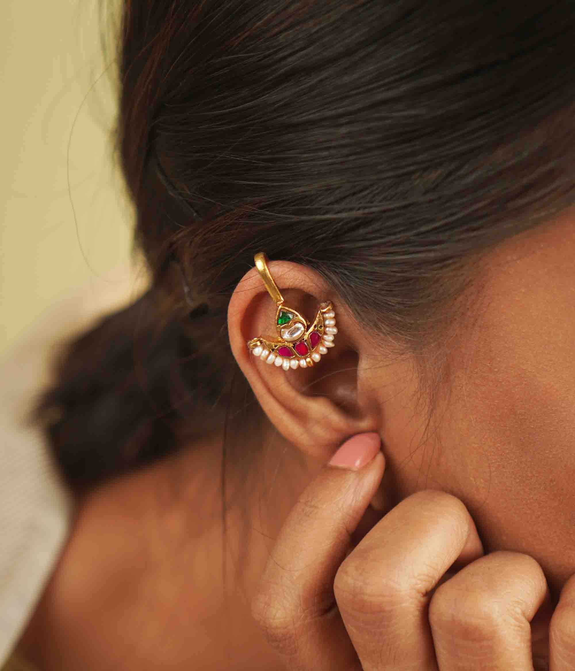 Handmade Kashiti Bugadi with Kundan Stones and Pearls in Silver Gold Plated
