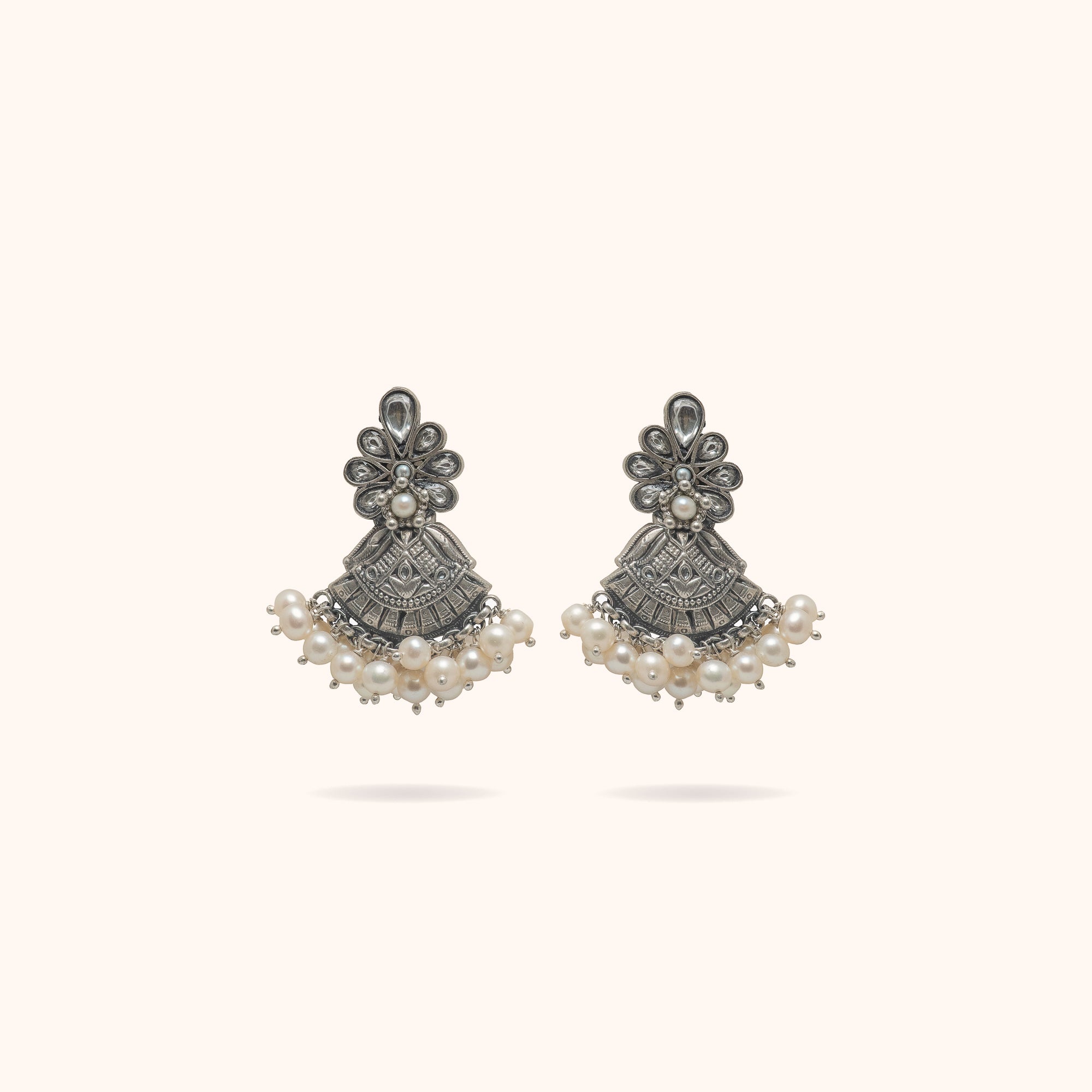 92.5 Sterling SilverKiere Kundan Oxidised Earrings