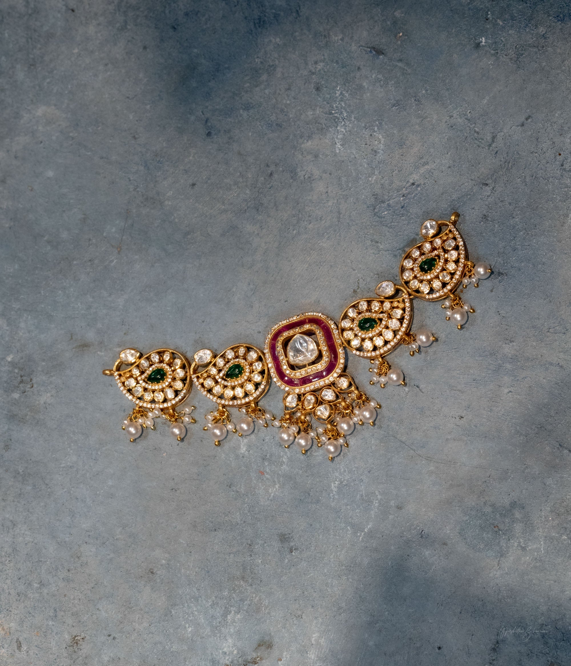 Handmade Silver Gold Plated Choker with Polki CZ Pearls – DivasMantra