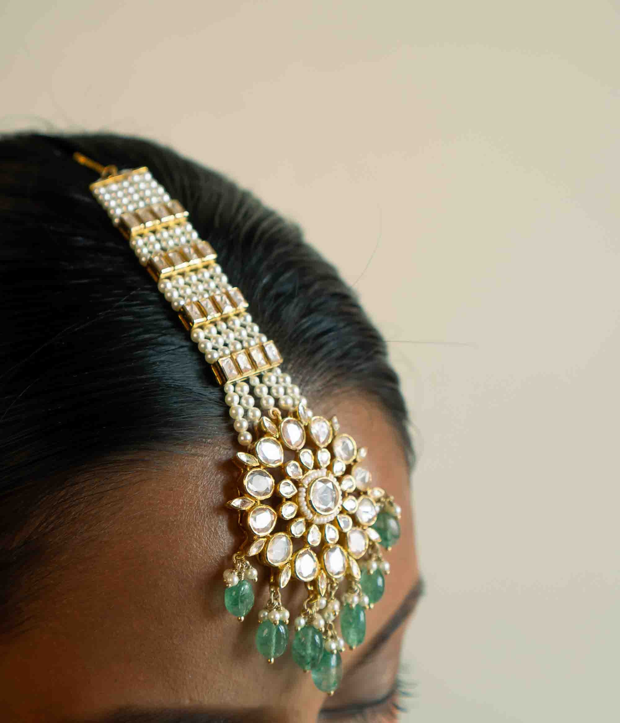 Traditional Polki and Pearl Maangtika for Brides Chennai