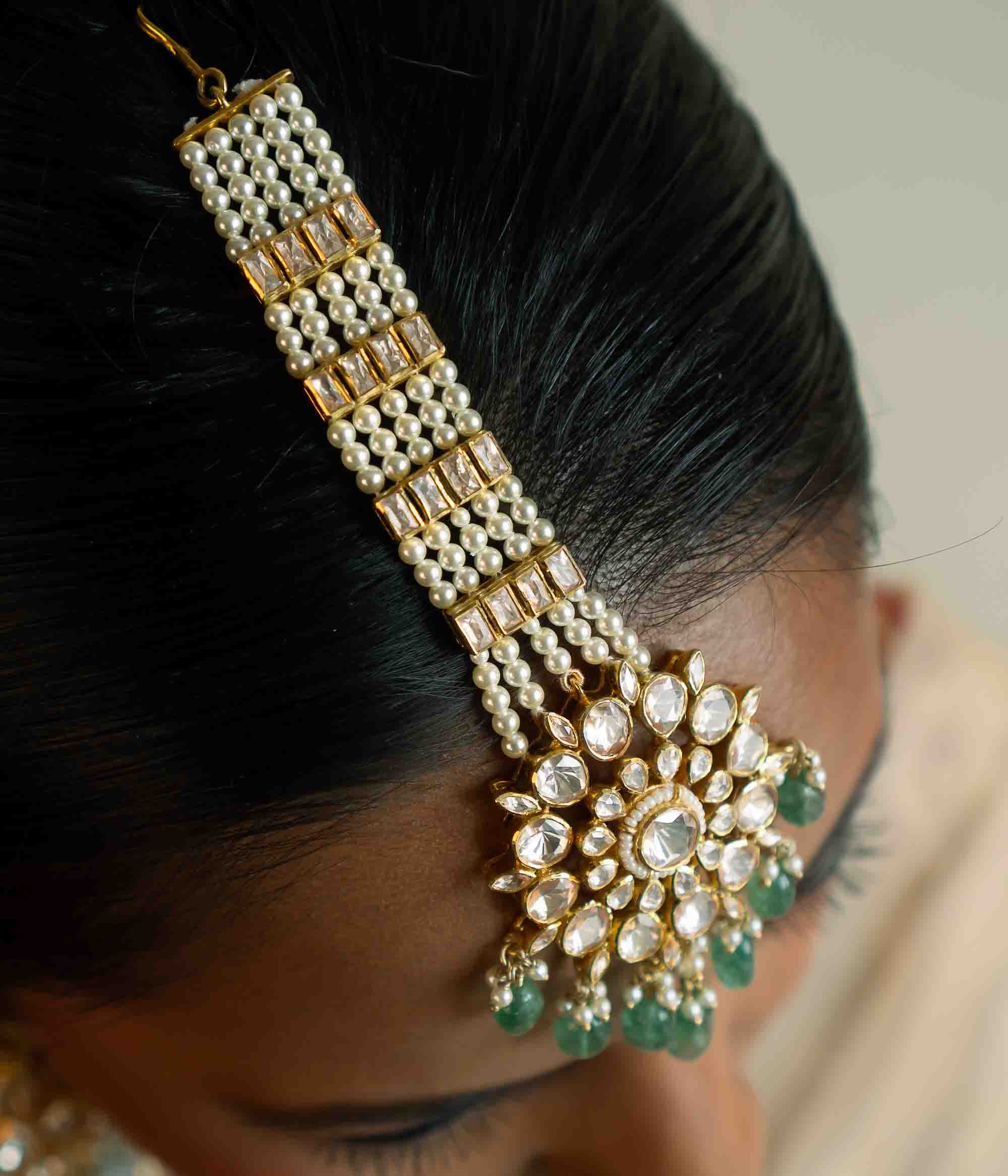 Elegant Handmade Blue Beads Maangtika DivasMantra Jewelry