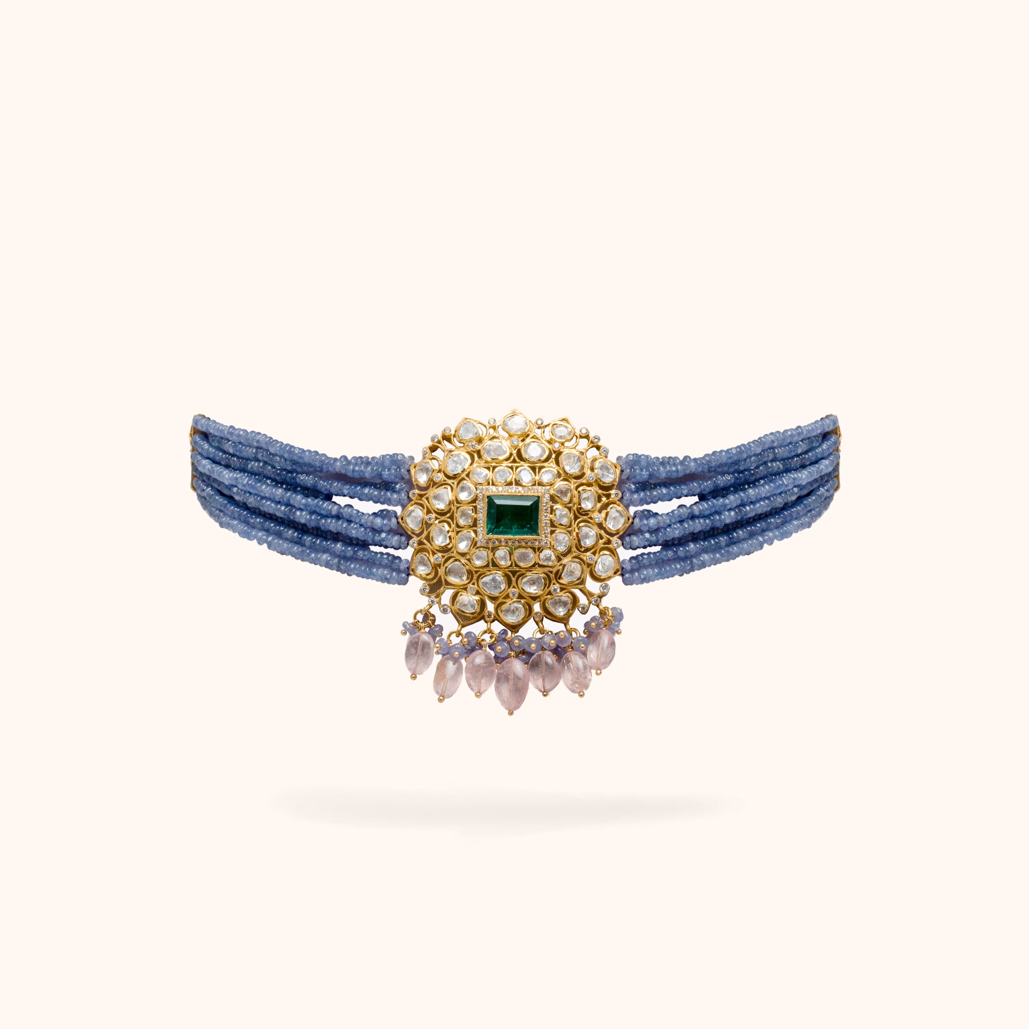 Komo Moissonite Choker With Tanzanite Beads
