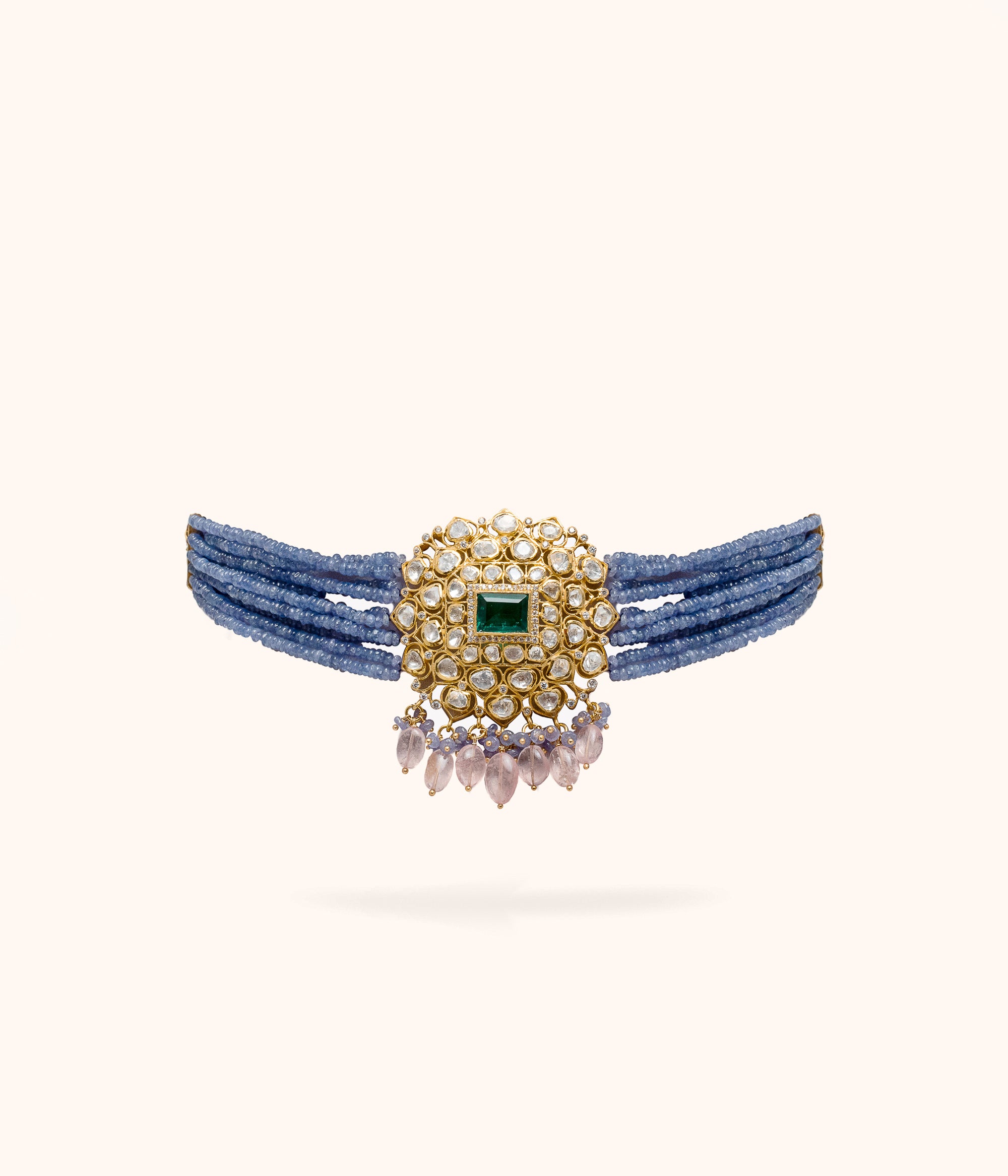 Komo Moissonite Choker With Tanzanite Beads