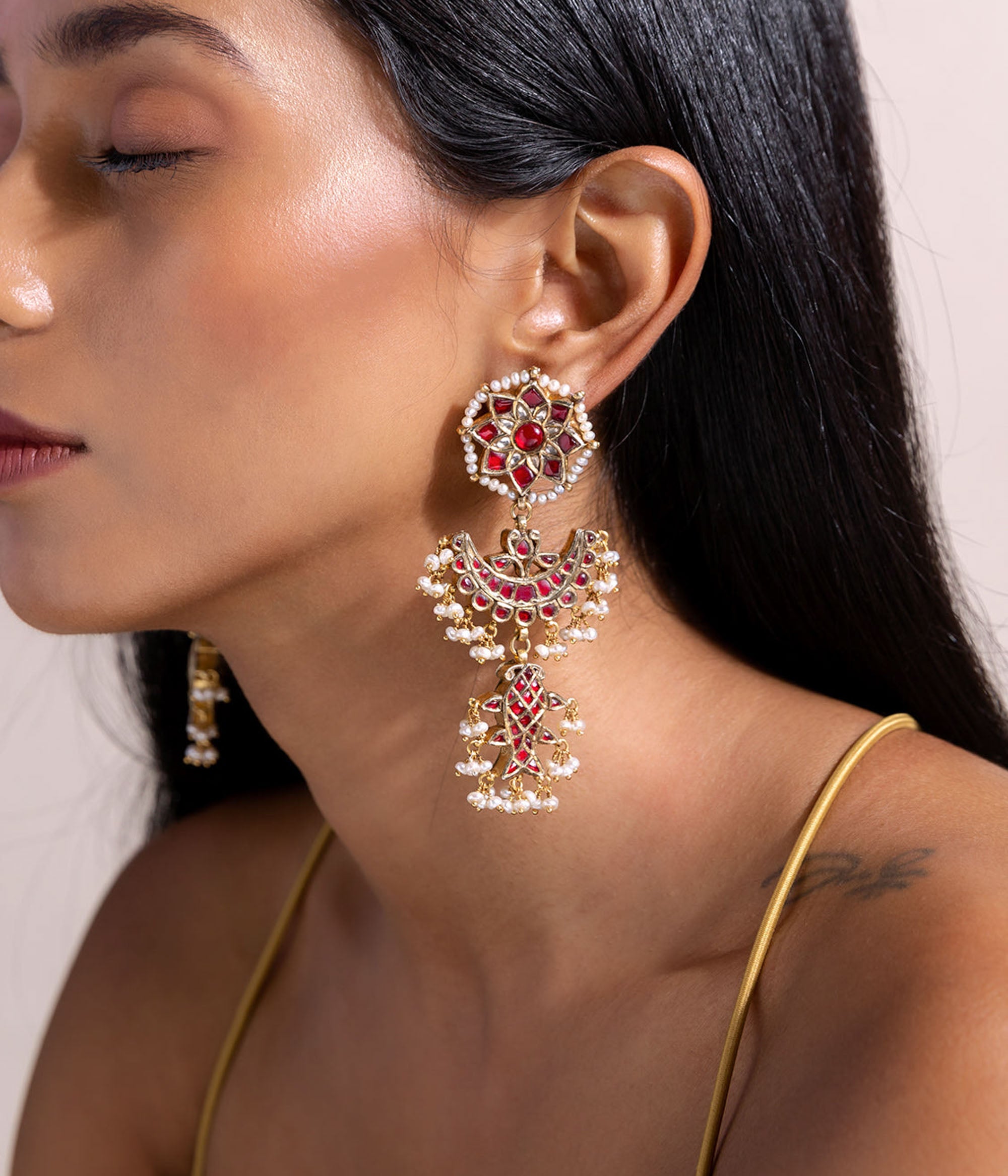 Celia Ruby Earrings in 92.5 Sterling Silver