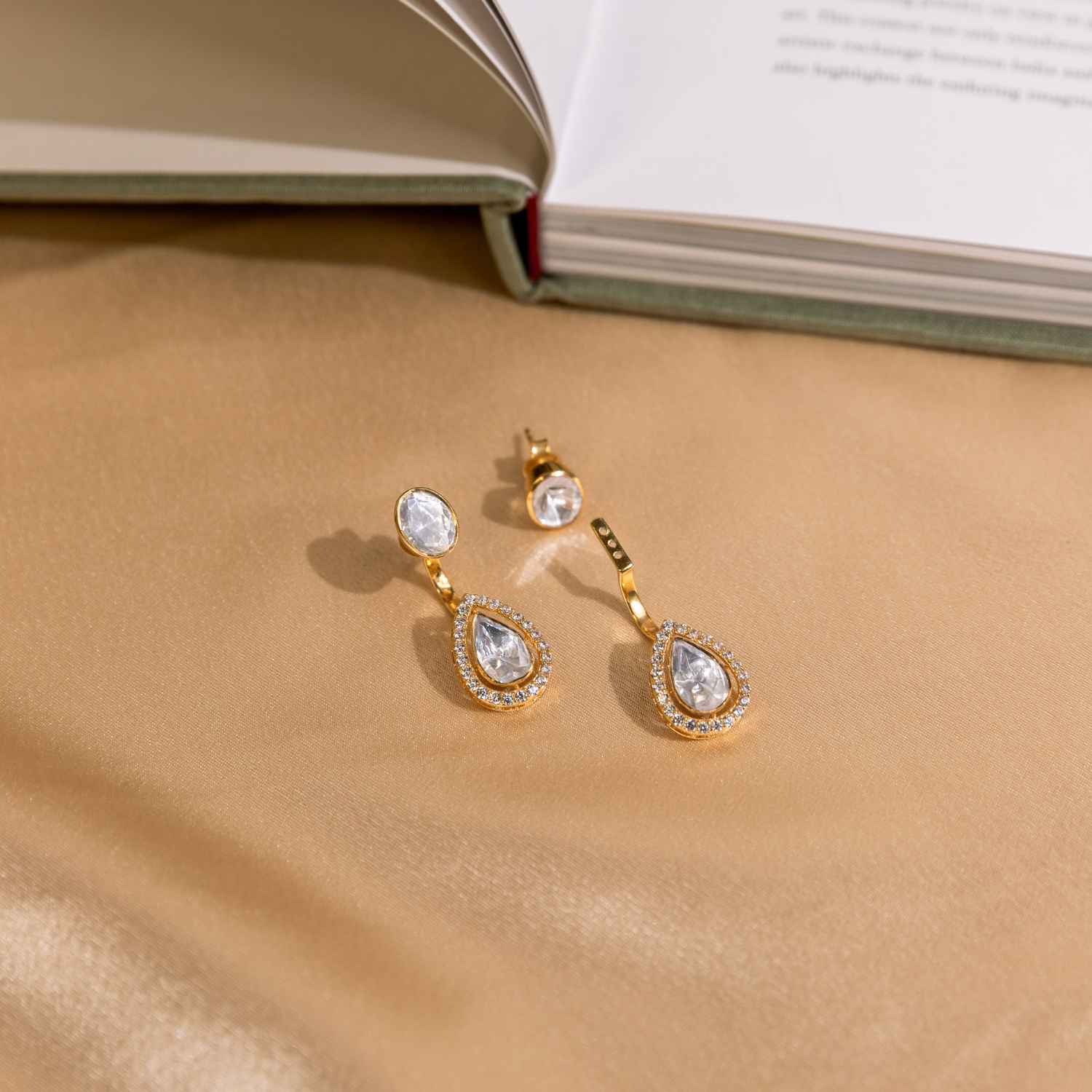 Lahari Polki Earrings in 92.5 Silver with 22ct Gold Plating