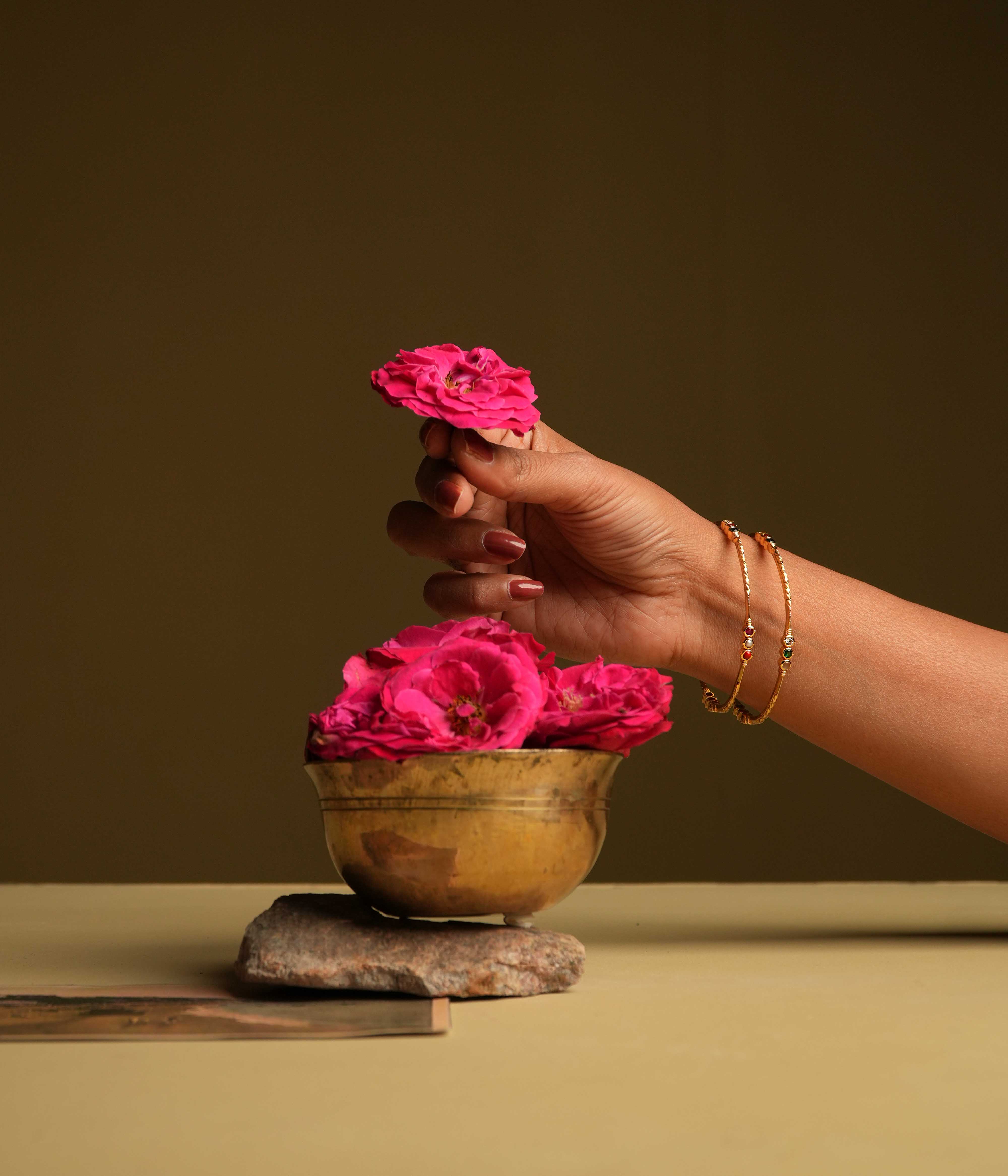 Handmade silver bangles with Navratna and CZ stones Chennai