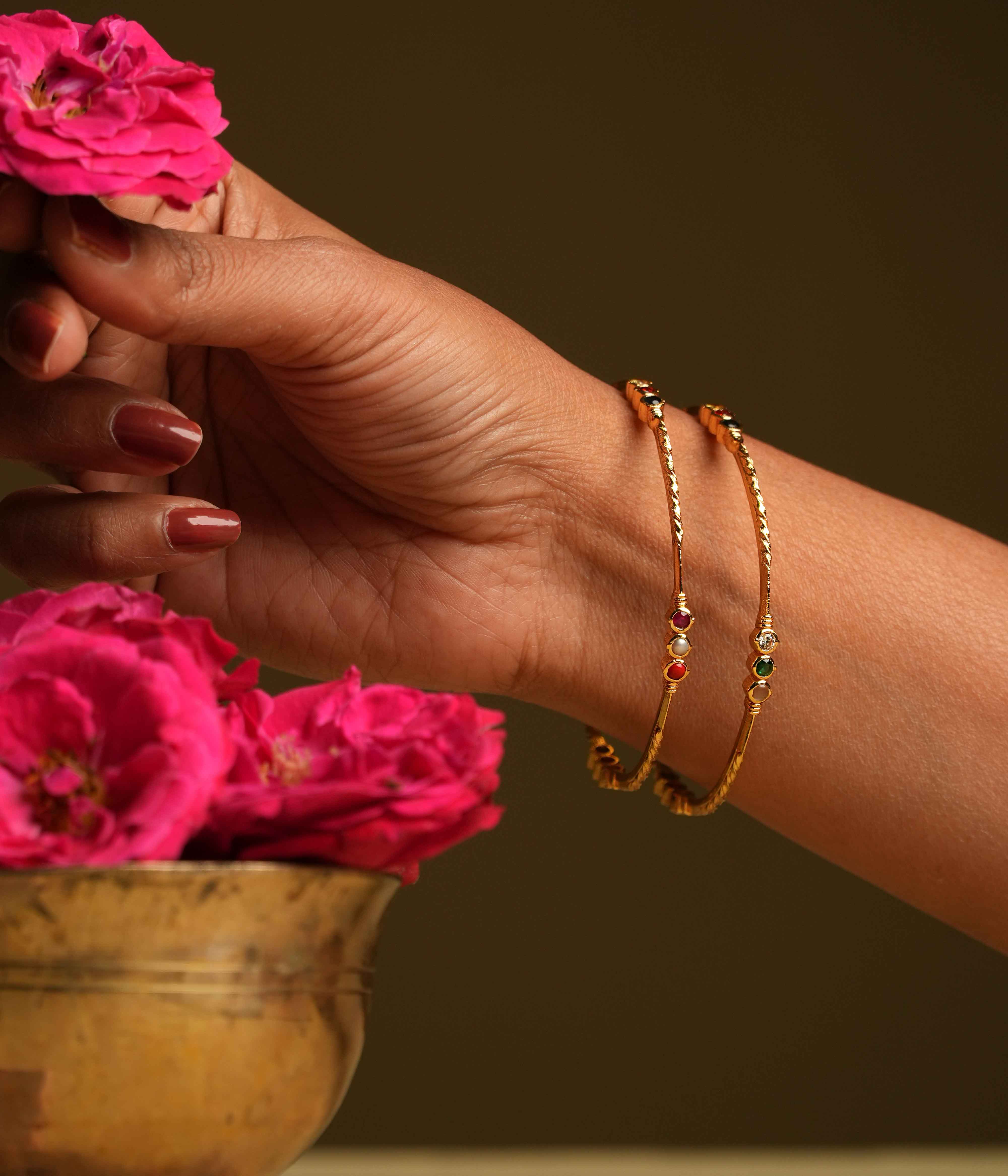 DivasMantra Lakshana Bangles handcrafted in silver with CZ