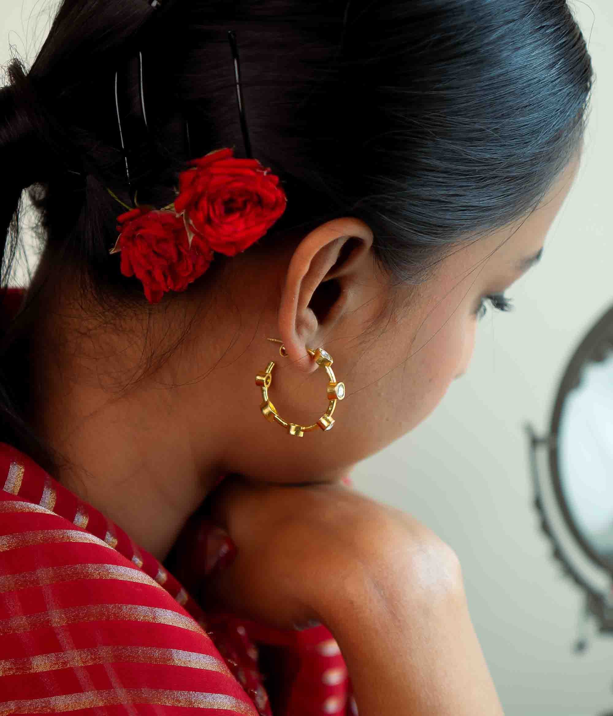 DivasMantra Lankawi Earrings minimal kundan polki design