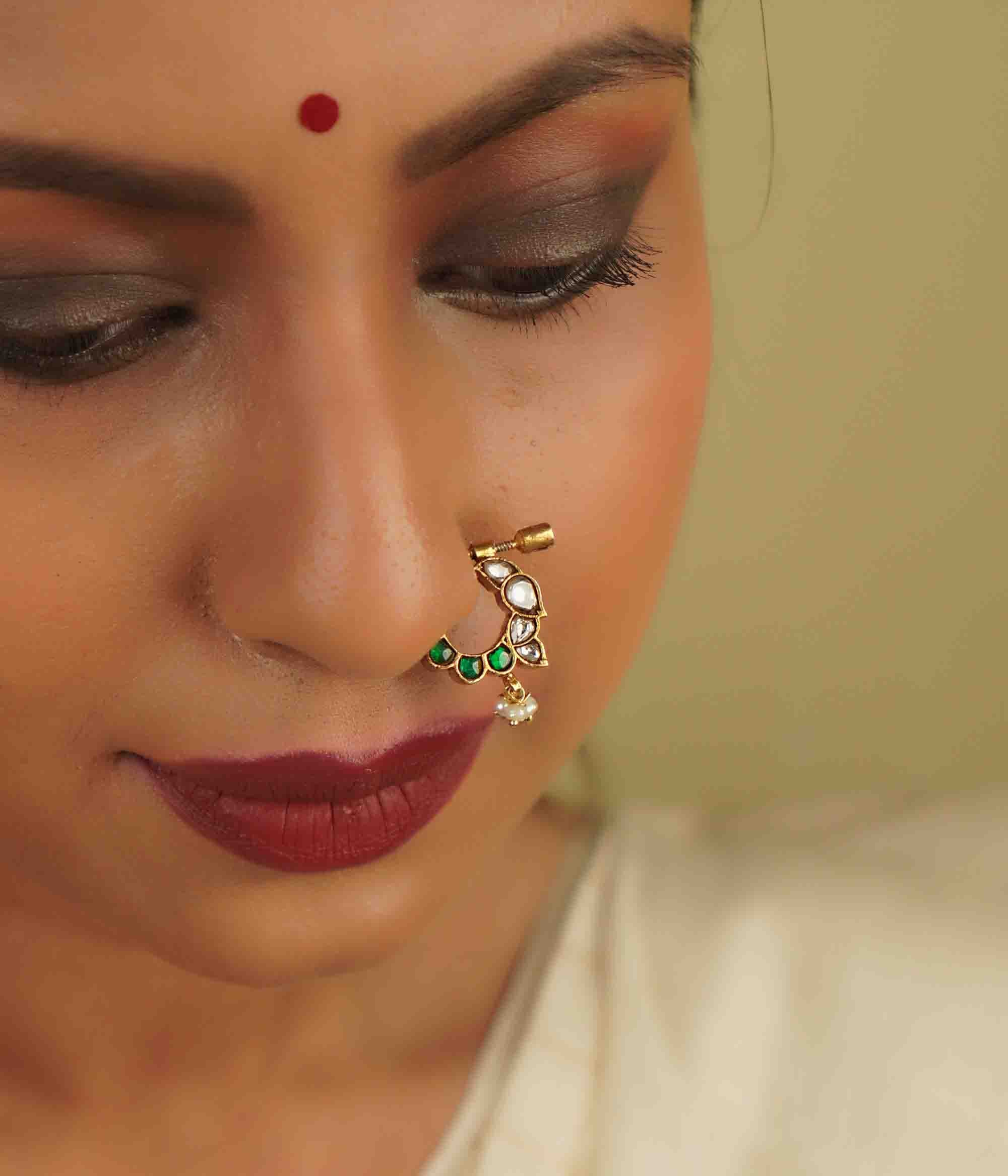 DivasMantra Lavali Nose Ring traditional bridal nose jewelry