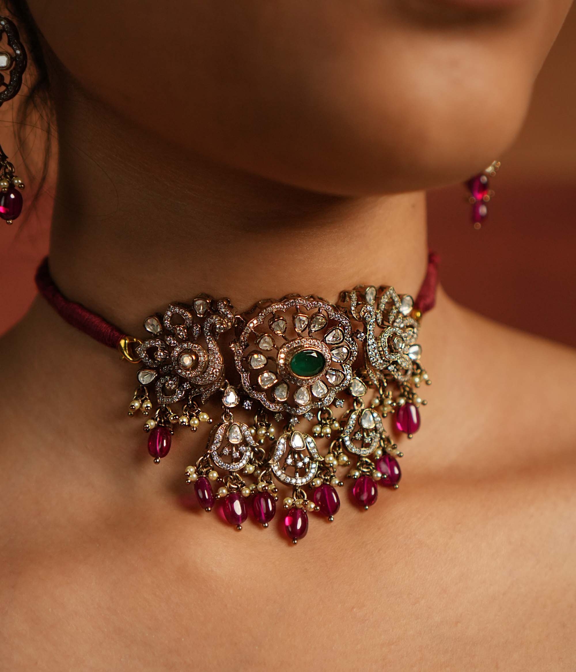 DivasMantra Layla Choker traditional and vibrant gemstone necklace