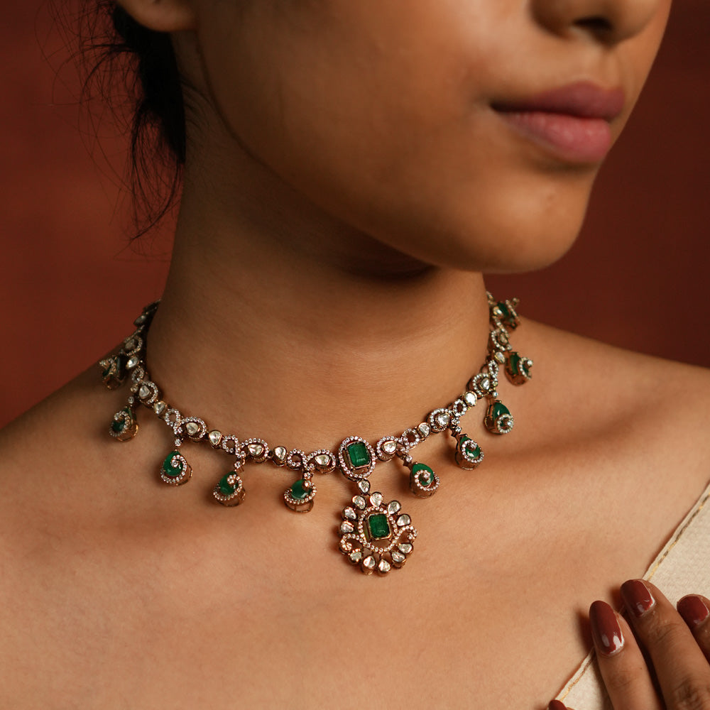 Leah Necklace handcrafted Victorian finish silver choker
