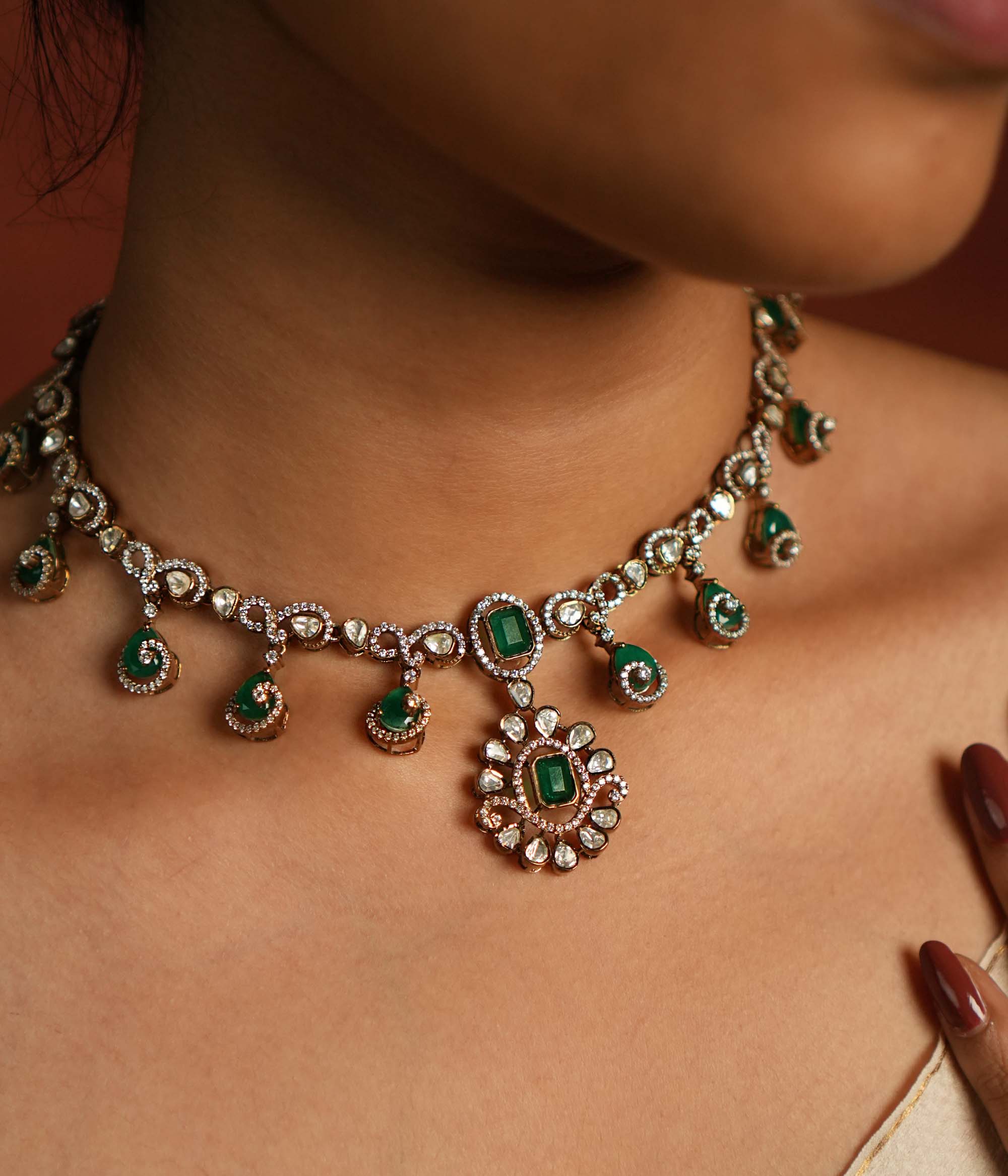 Handmade 92.5 Sterling Silver necklace with Victorian design