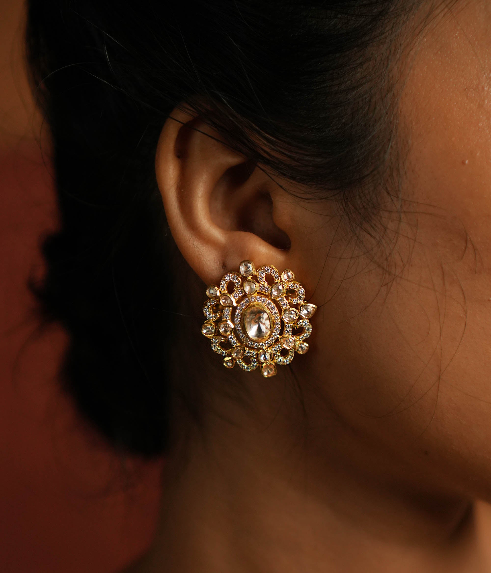 Elegant small to medium silver stud earrings with CZ accents