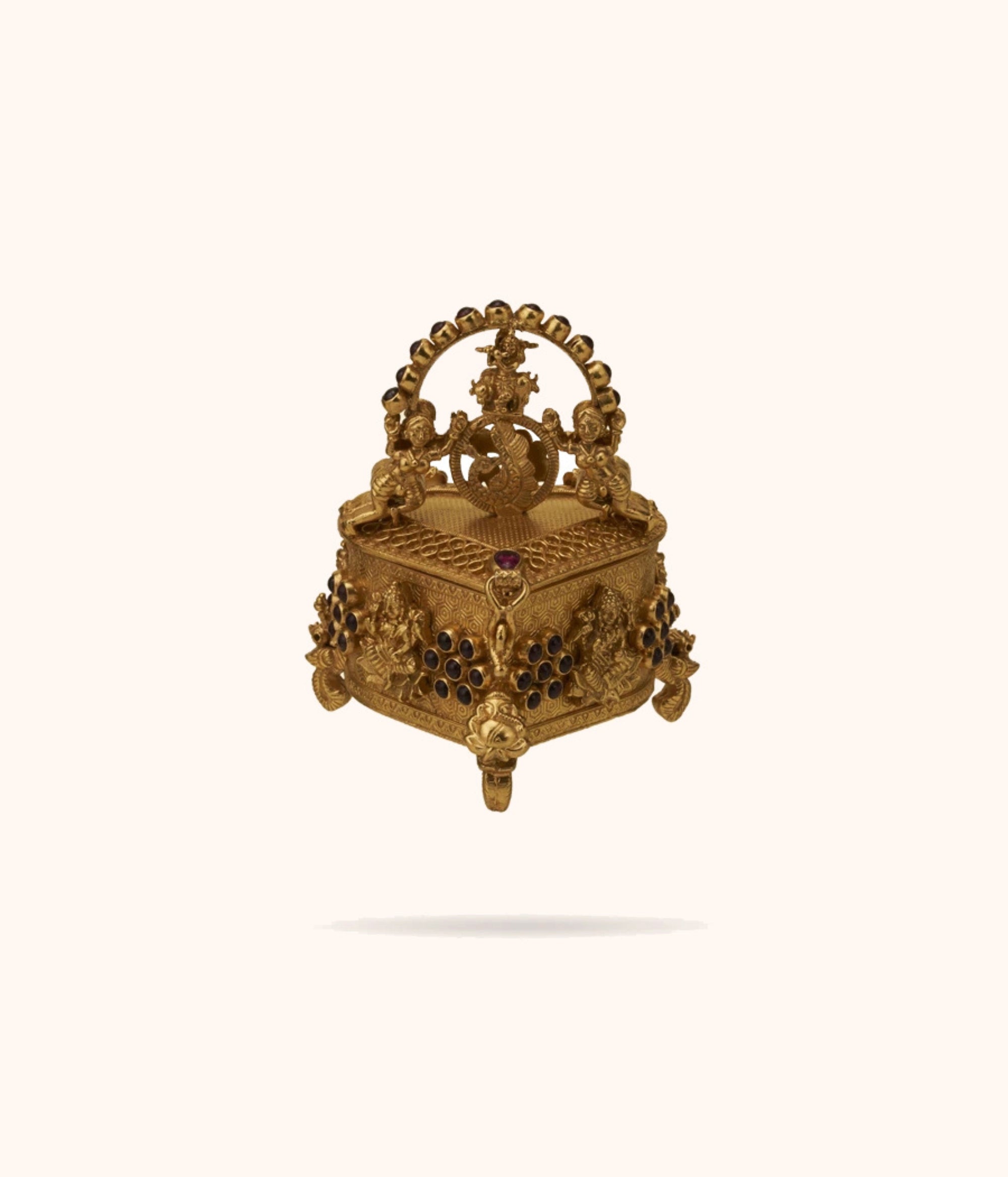 Elegant handmade silver Kumkum storage box DivasMantra