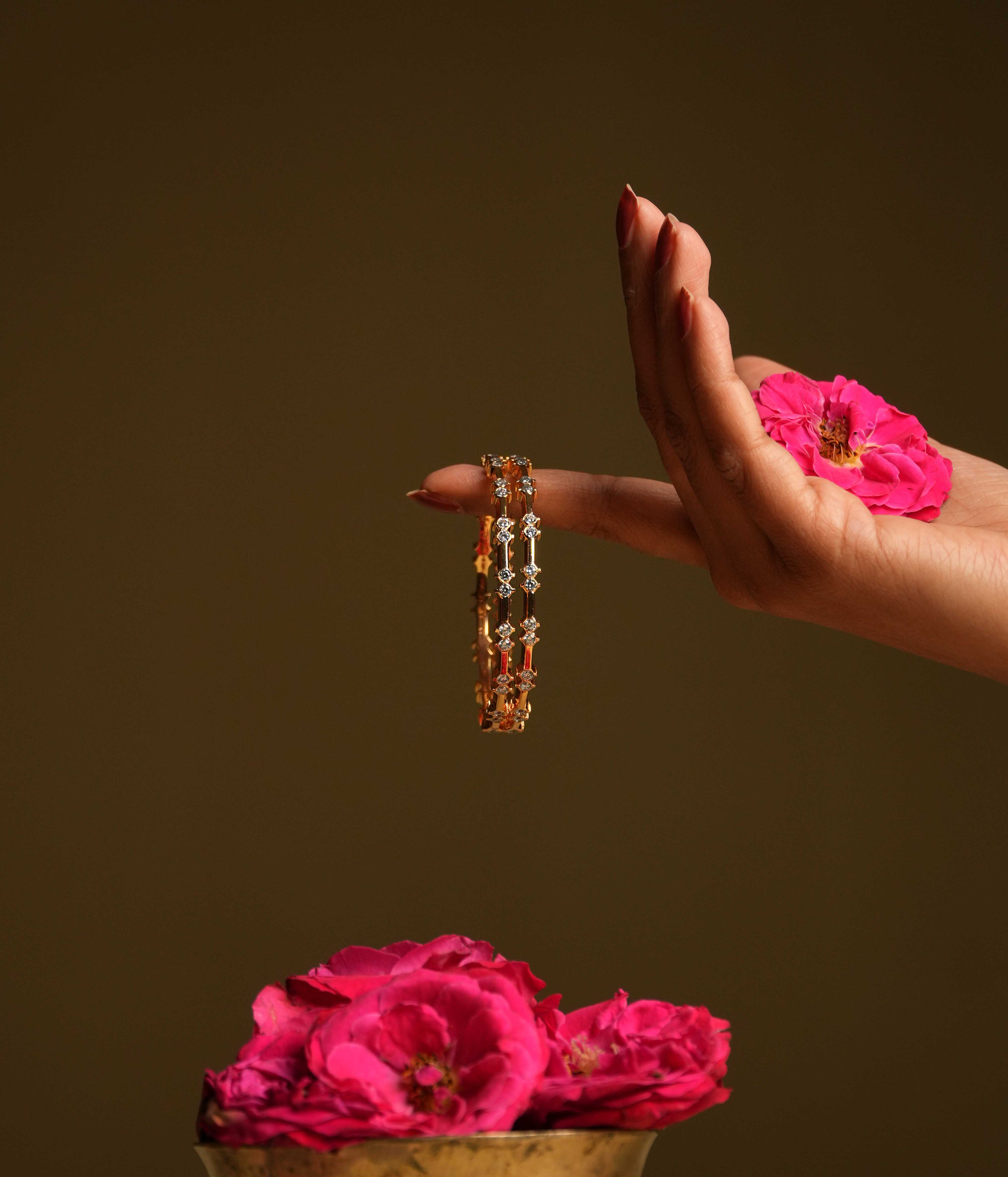 Handcrafted Maan Bangles with CZ stones for traditional Indian styling