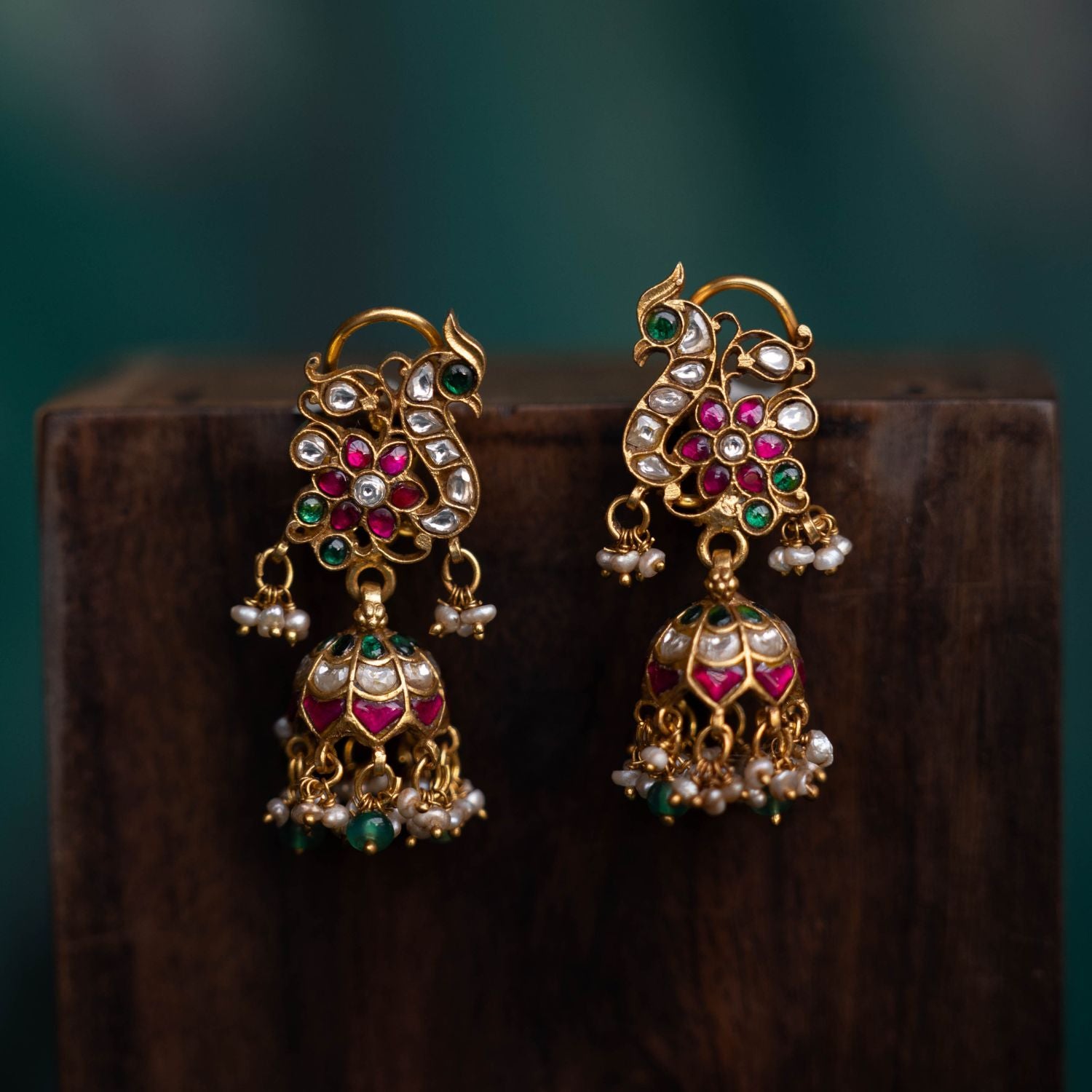 Madhurika Kundan Silver Jhumkas by DivasMantra Chennai