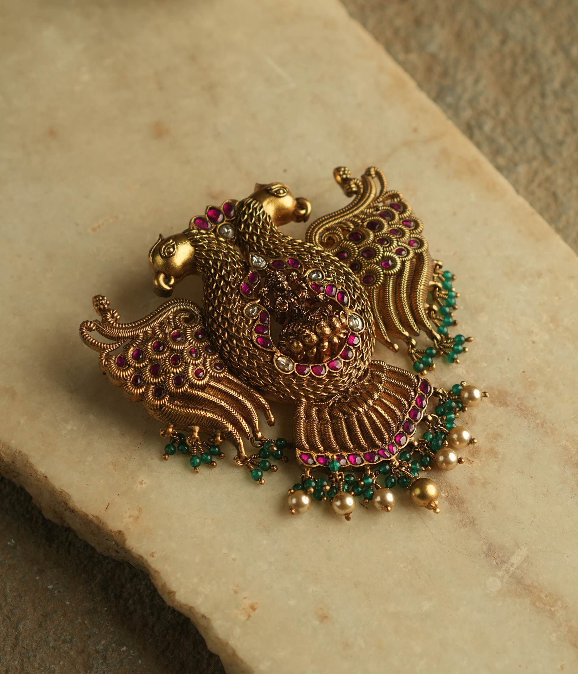 Elegant Silver Gold Pendant with Kundan Stones DivasMantra