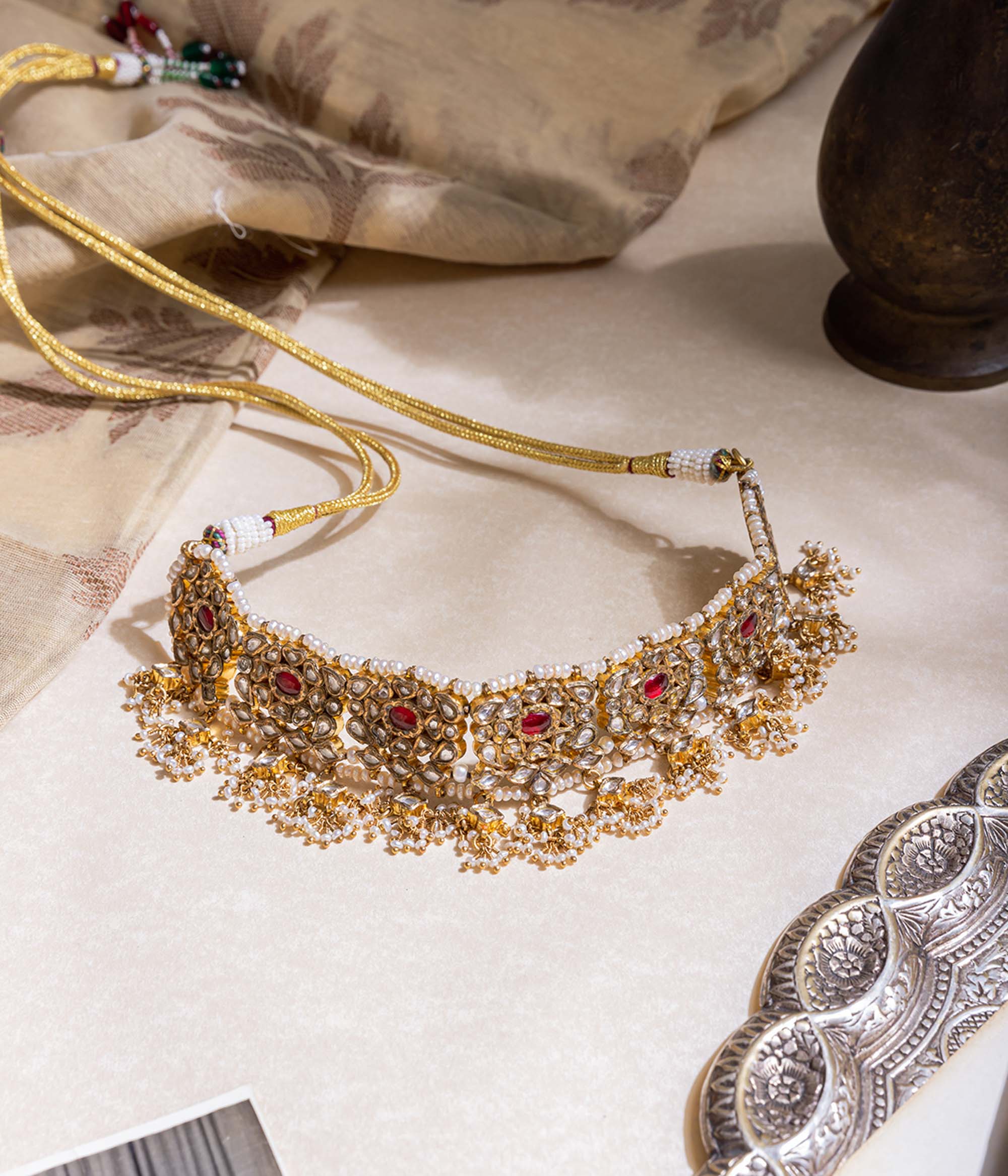 Handmade 92.5 Sterling Silver Necklace with White Sapphire Stones
