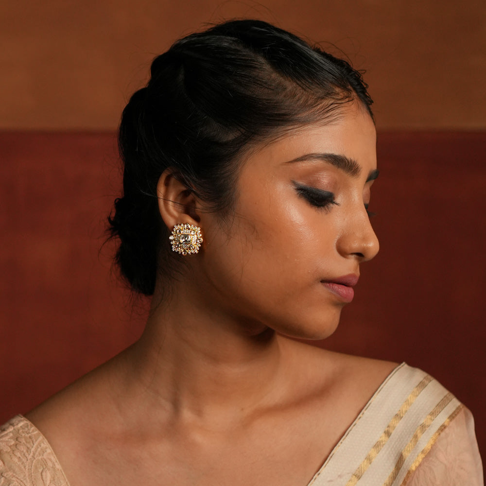Maeve Polki Silver Earrings by DivasMantra Chennai