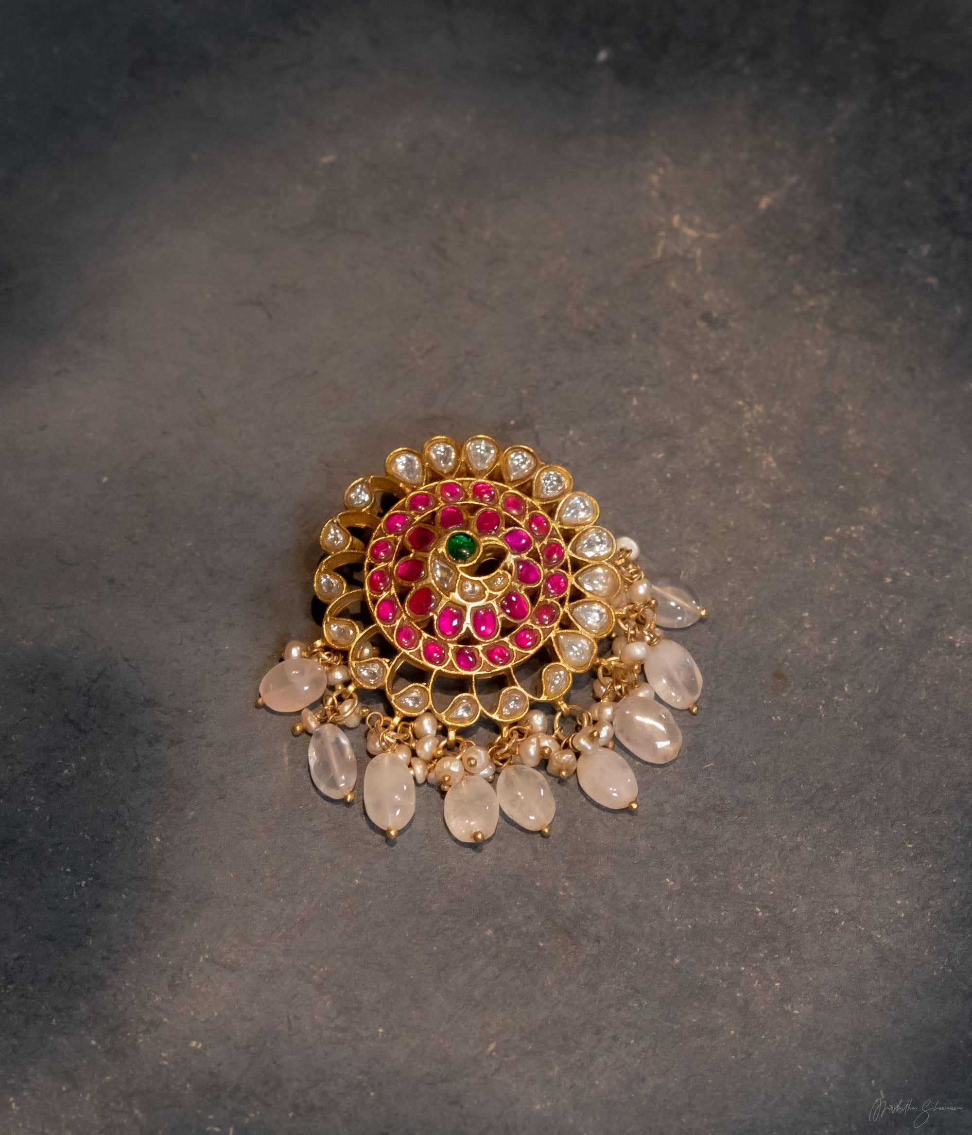 92.5 Sterling Silver Mahuri Kundan Pendant Gold Plated
