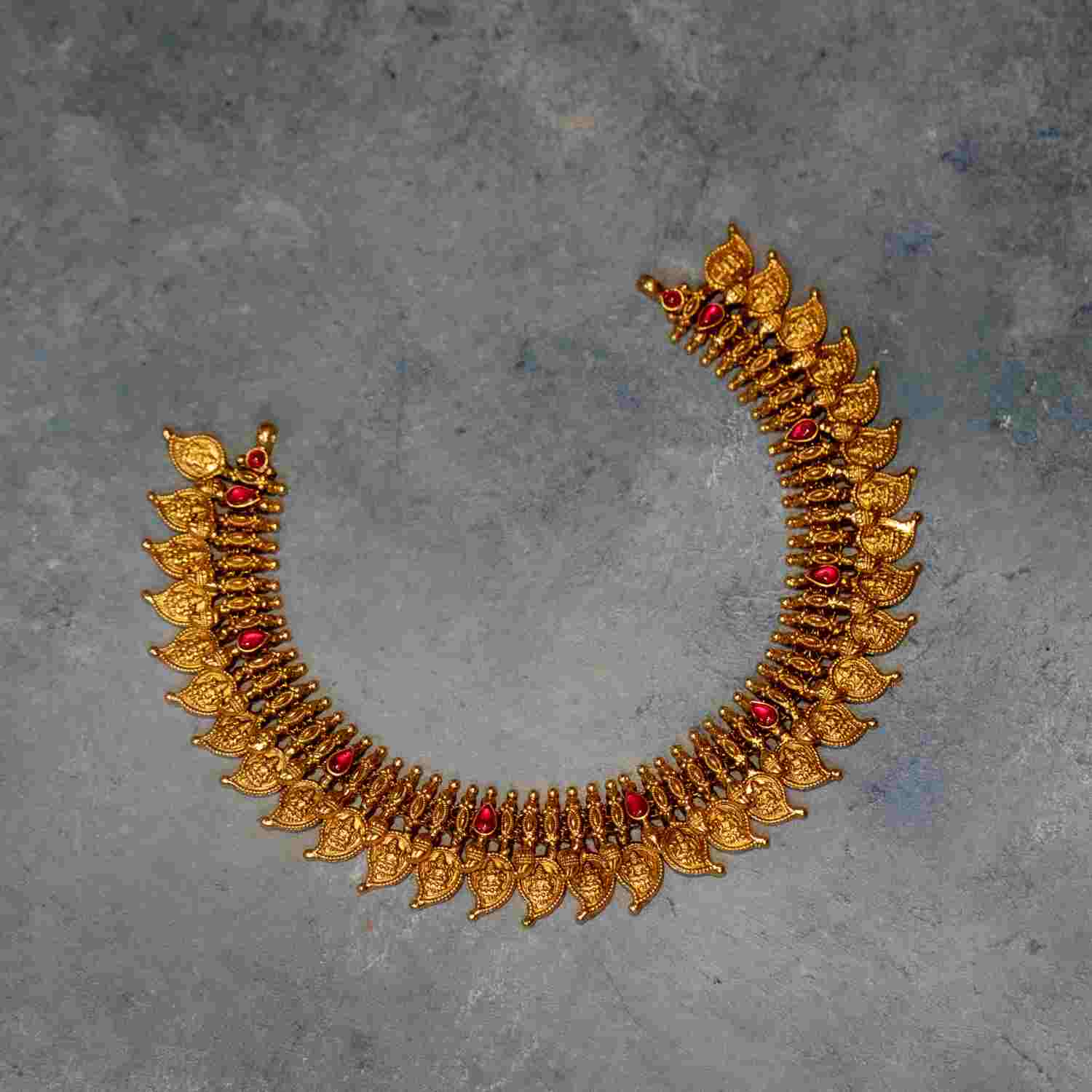 92.5 Sterling Silver Mahuri Temple Necklace Gold Plated