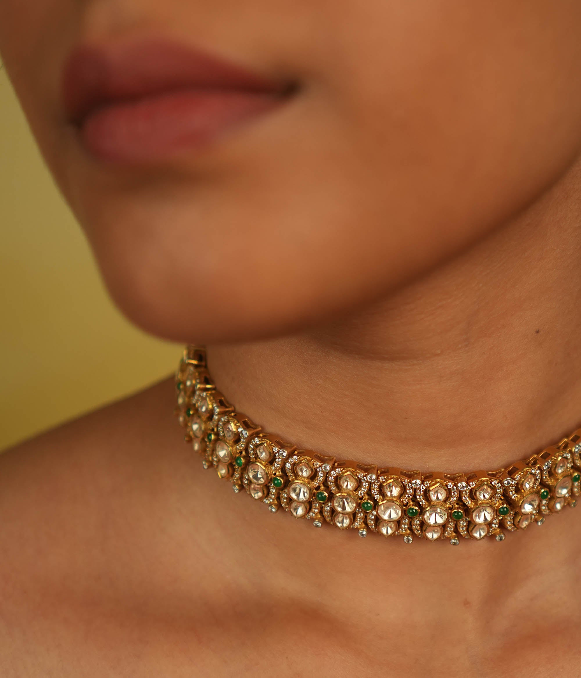 Mari Necklace Handcrafted 92.5 Silver Gold Plated with Attached Back Rope