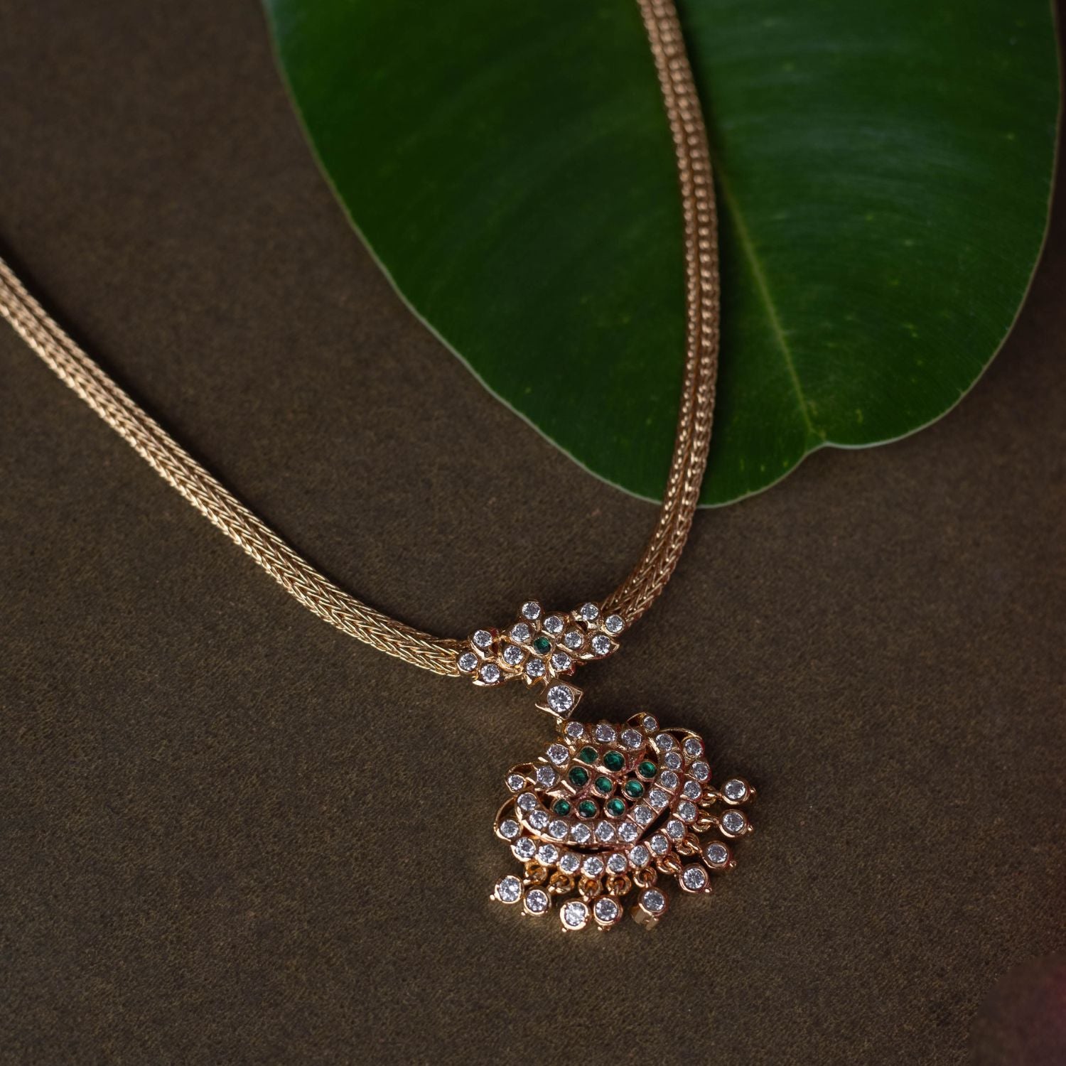 Exquisite handcrafted Necklace adorned with vibrant Swarovski , intricate work, and detailing for a royal elegance.