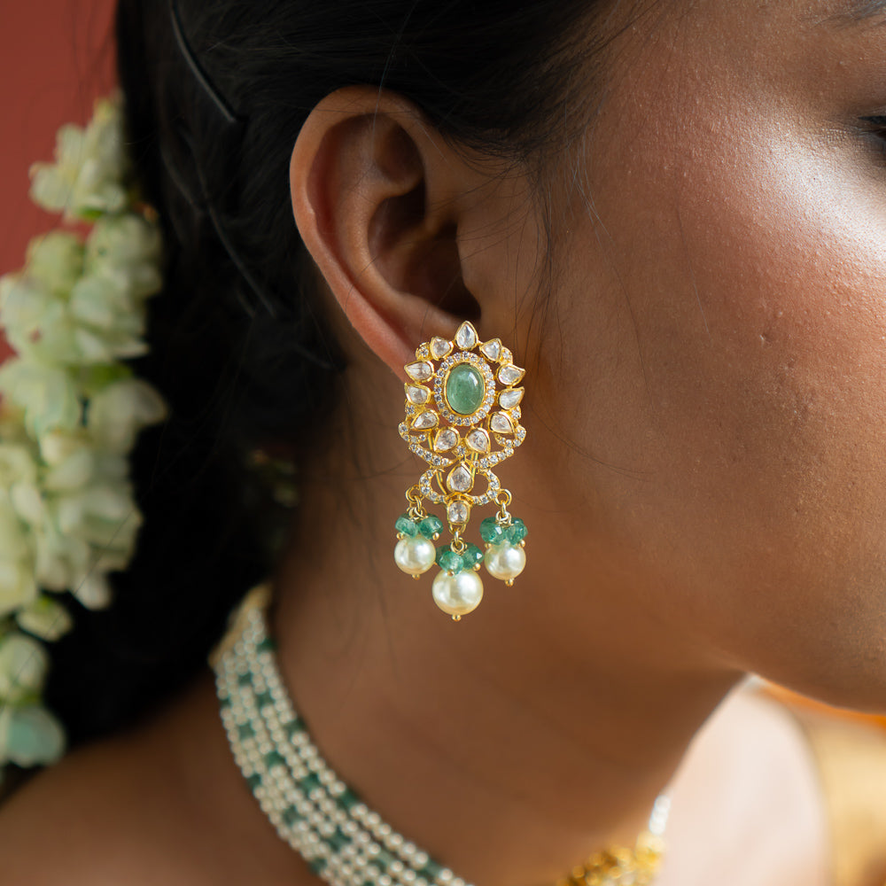 92.5 Sterling Silver Meher Earrings Gold Plated