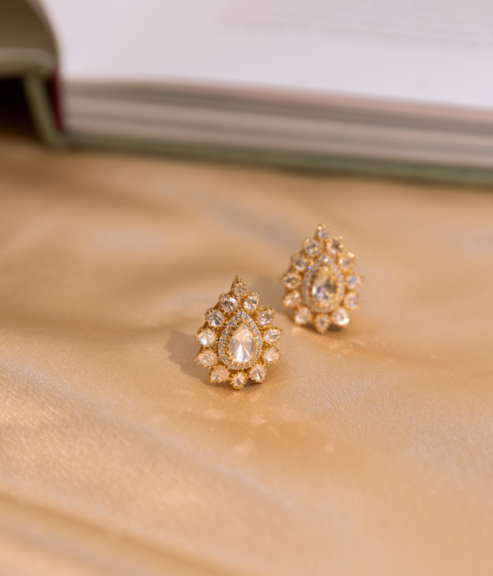 Moggu Moissonite Gold Plated Silver Earrings