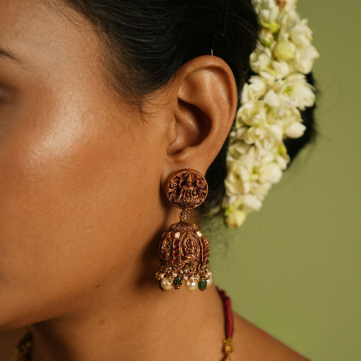 Navya Earrings handcrafted silver kundan earrings