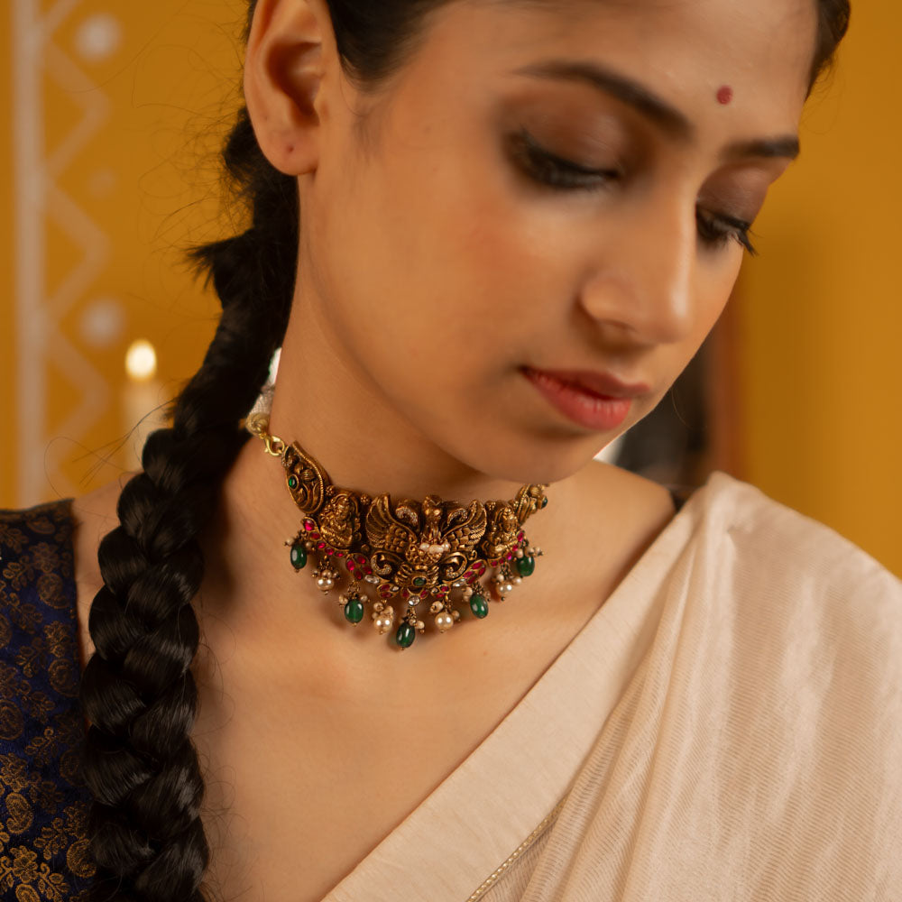 92.5 Sterling Silver Netra choker Gold Plated