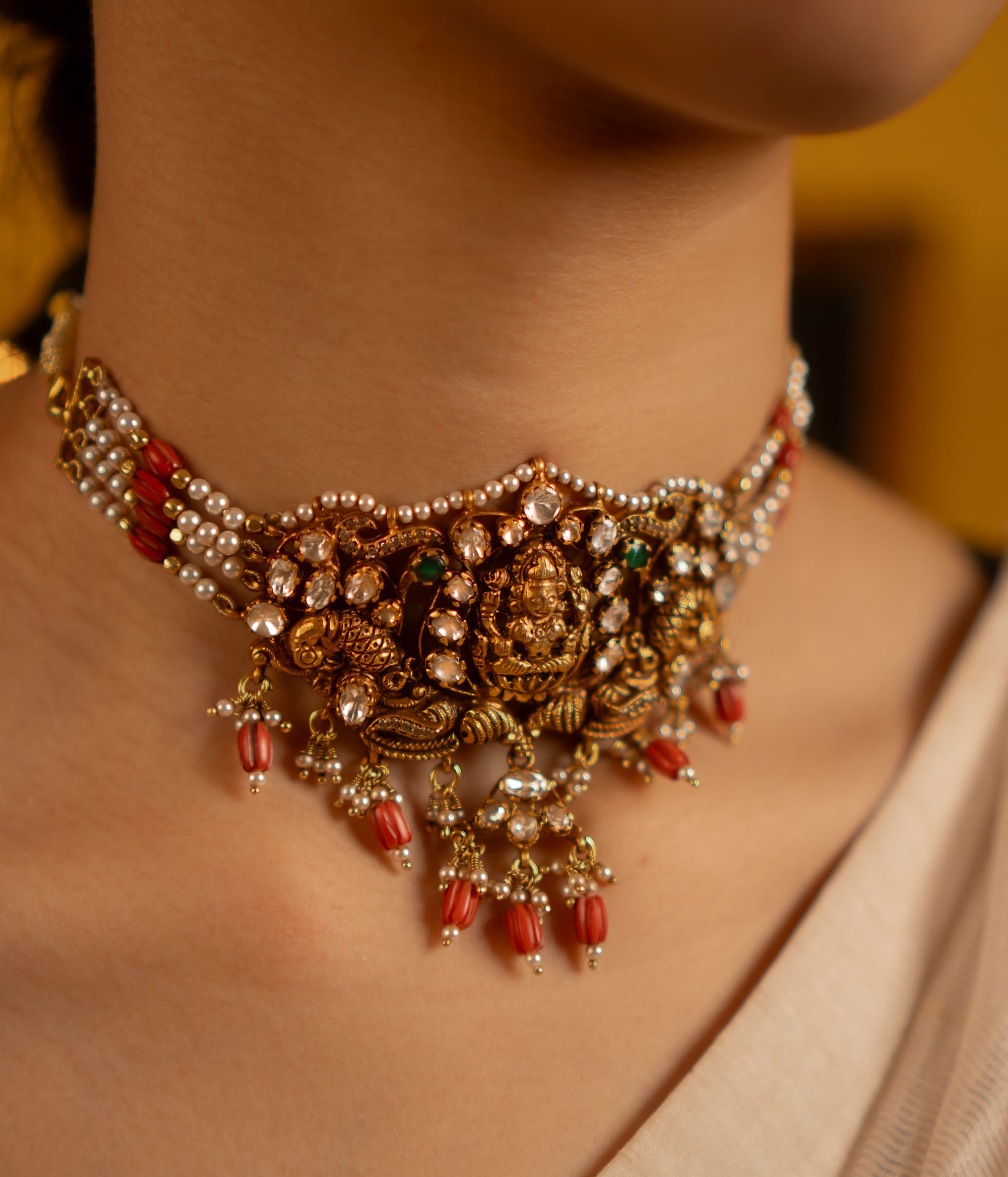 Traditional Kundan Choker with Pearls and CZ Stones for Women