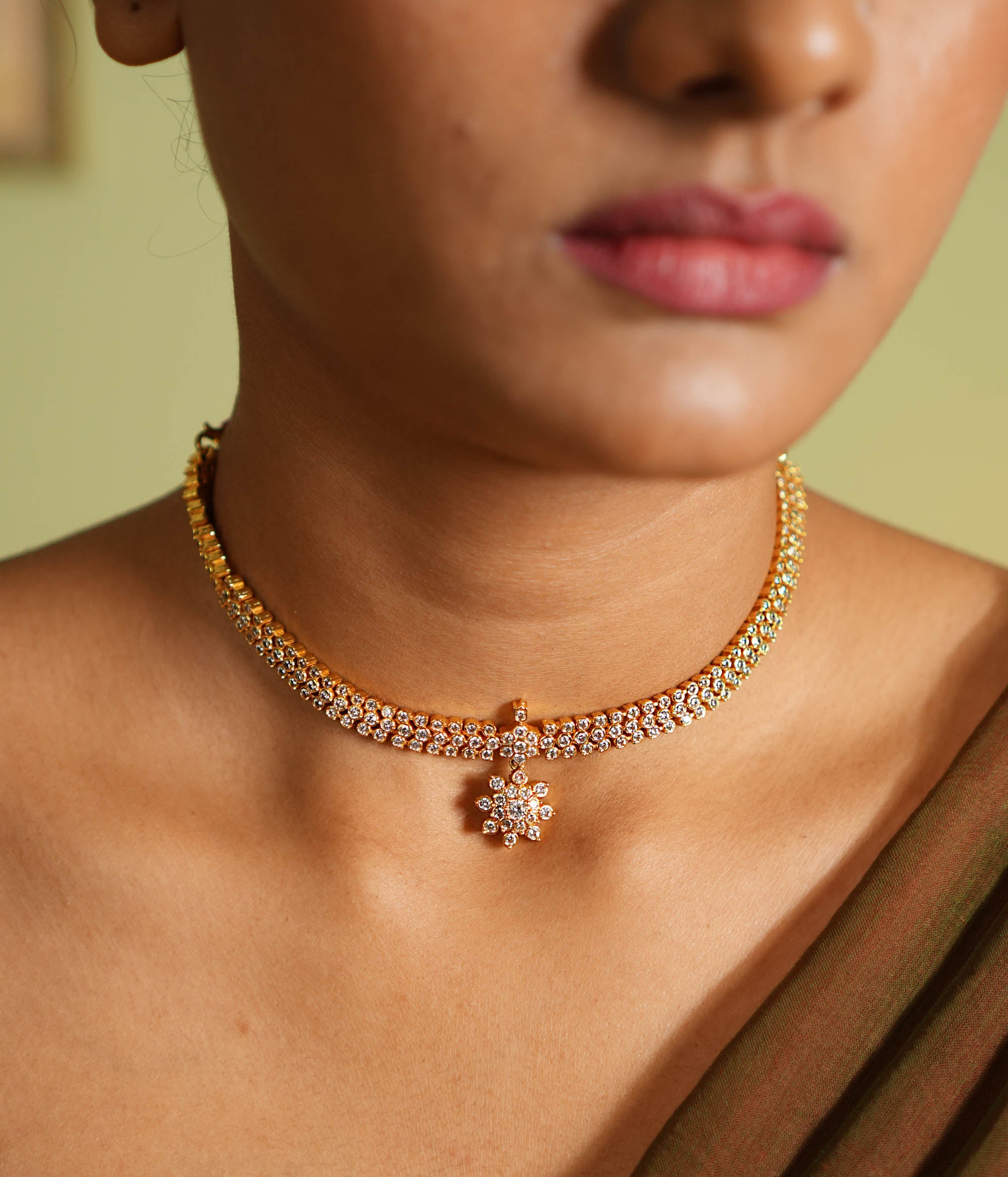 Handmade Sterling Silver Necklace with White Stones – DivasMantra