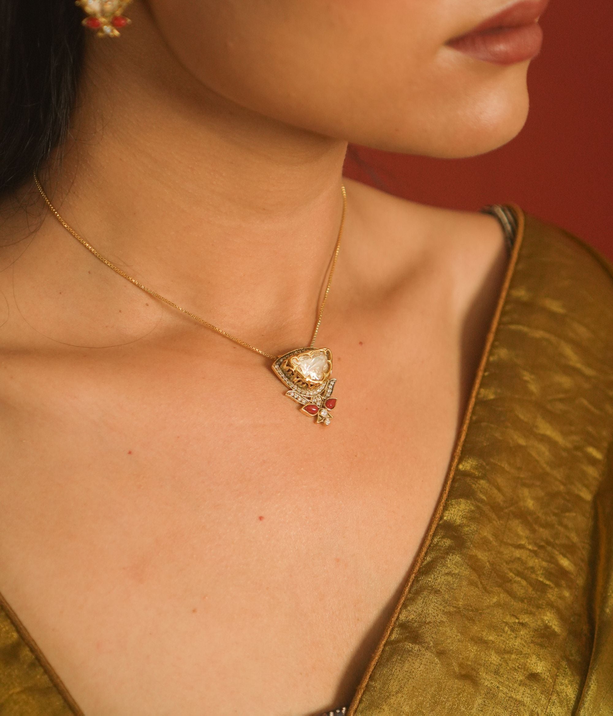 Polki Chain, Minimal moissanite polki chain , 92.5 silver