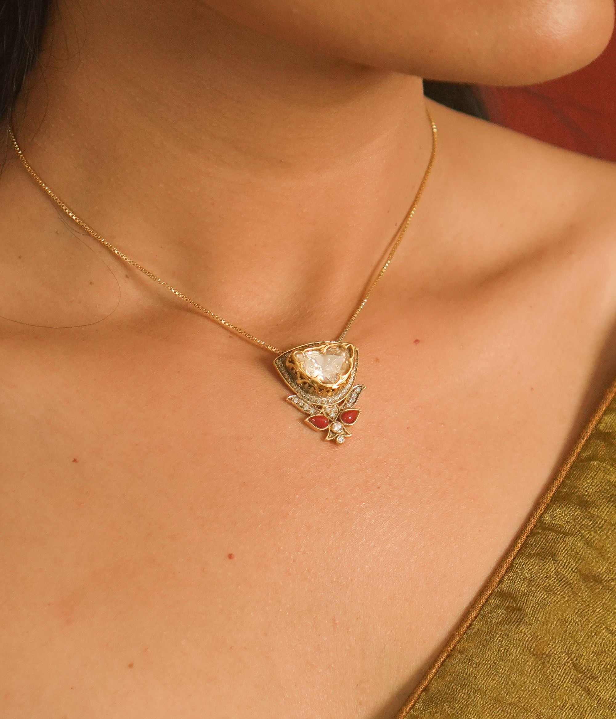 Polki Chain, Minimal moissanite polki chain , 92.5 silver