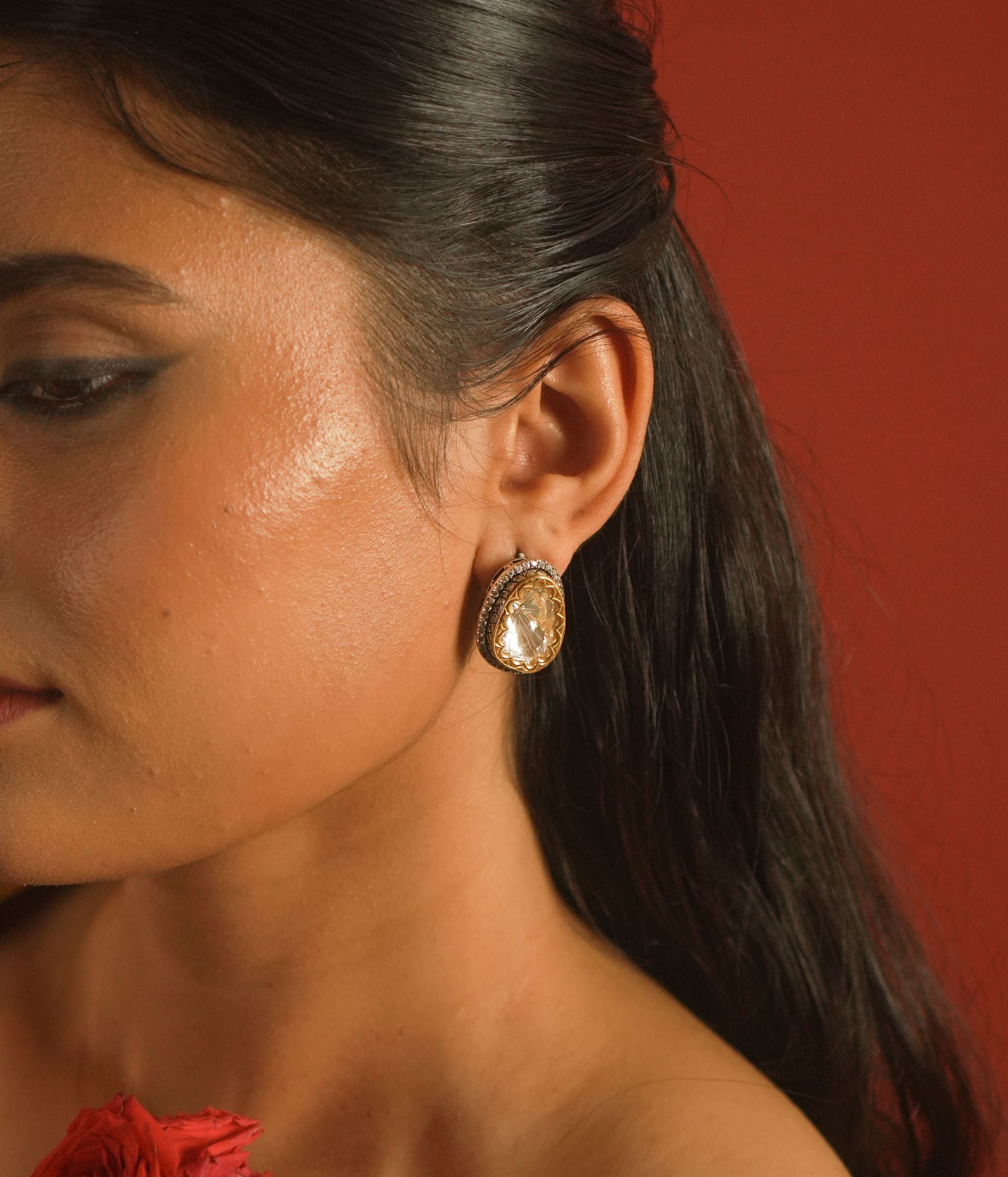 Minimal Polki stud earrings Isla everyday jewellery