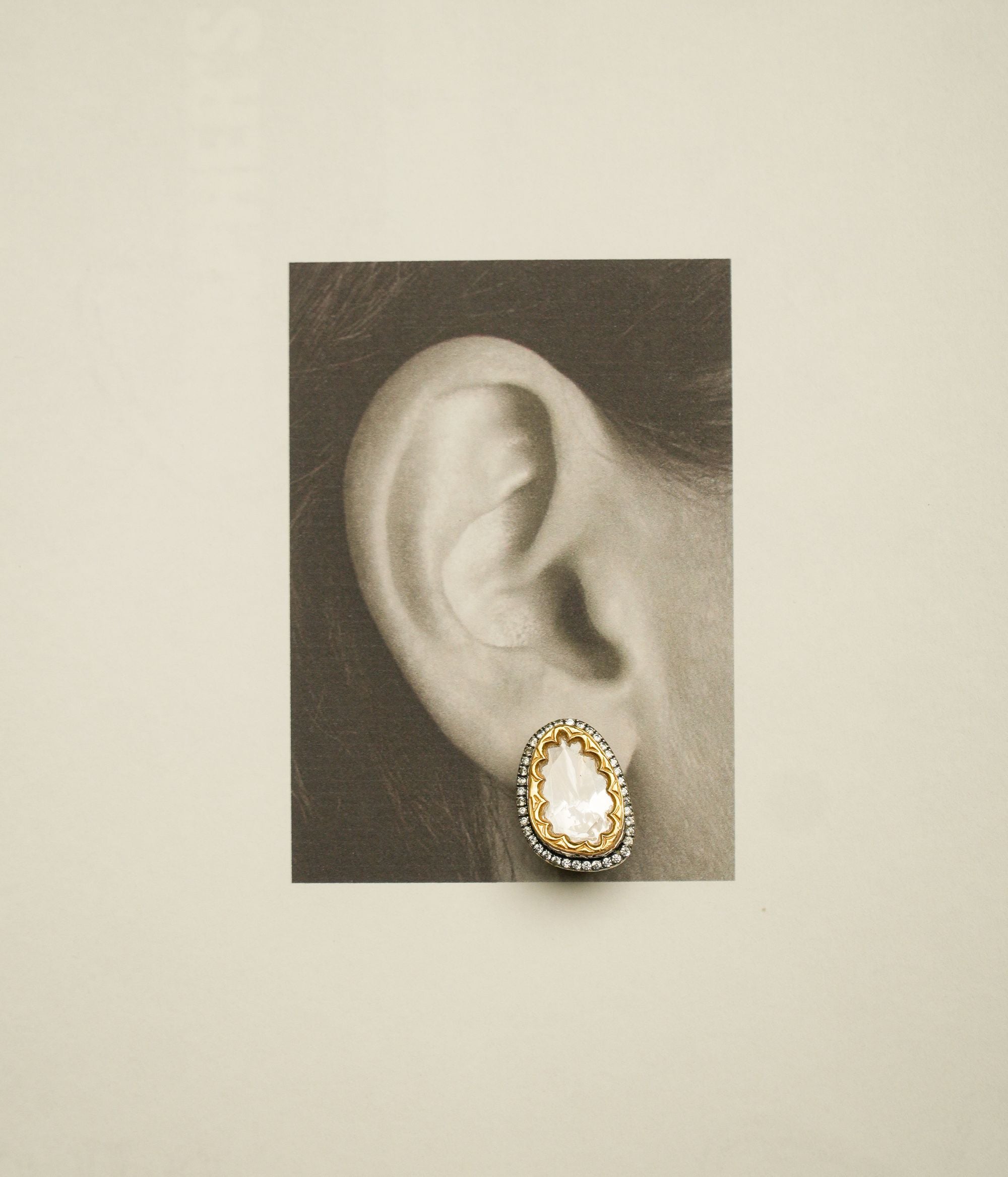 Round Moissanite Polki Isla stud earrings handcrafted silver