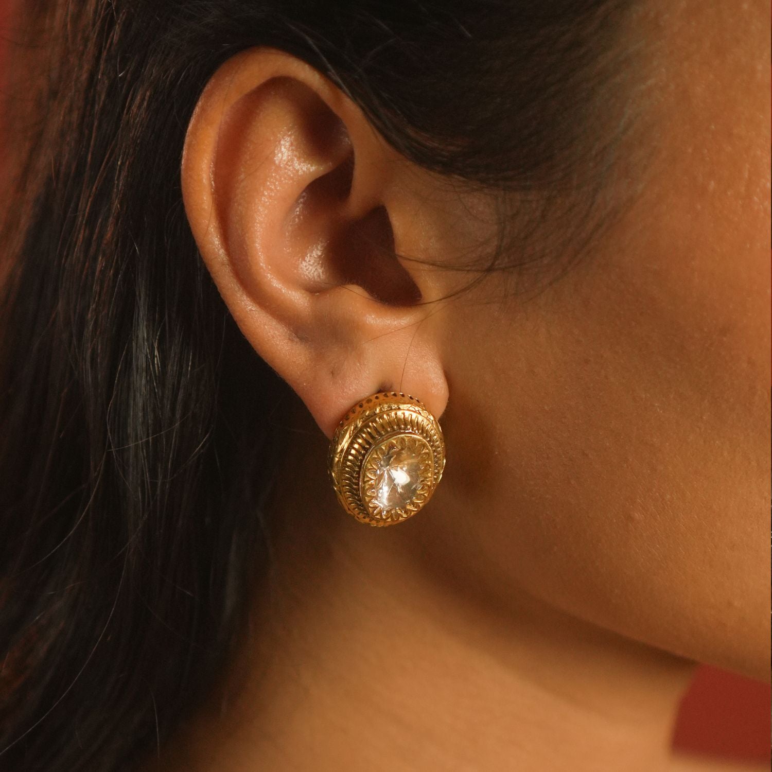 Golden Sun polki earrings gold plated 925 silver design