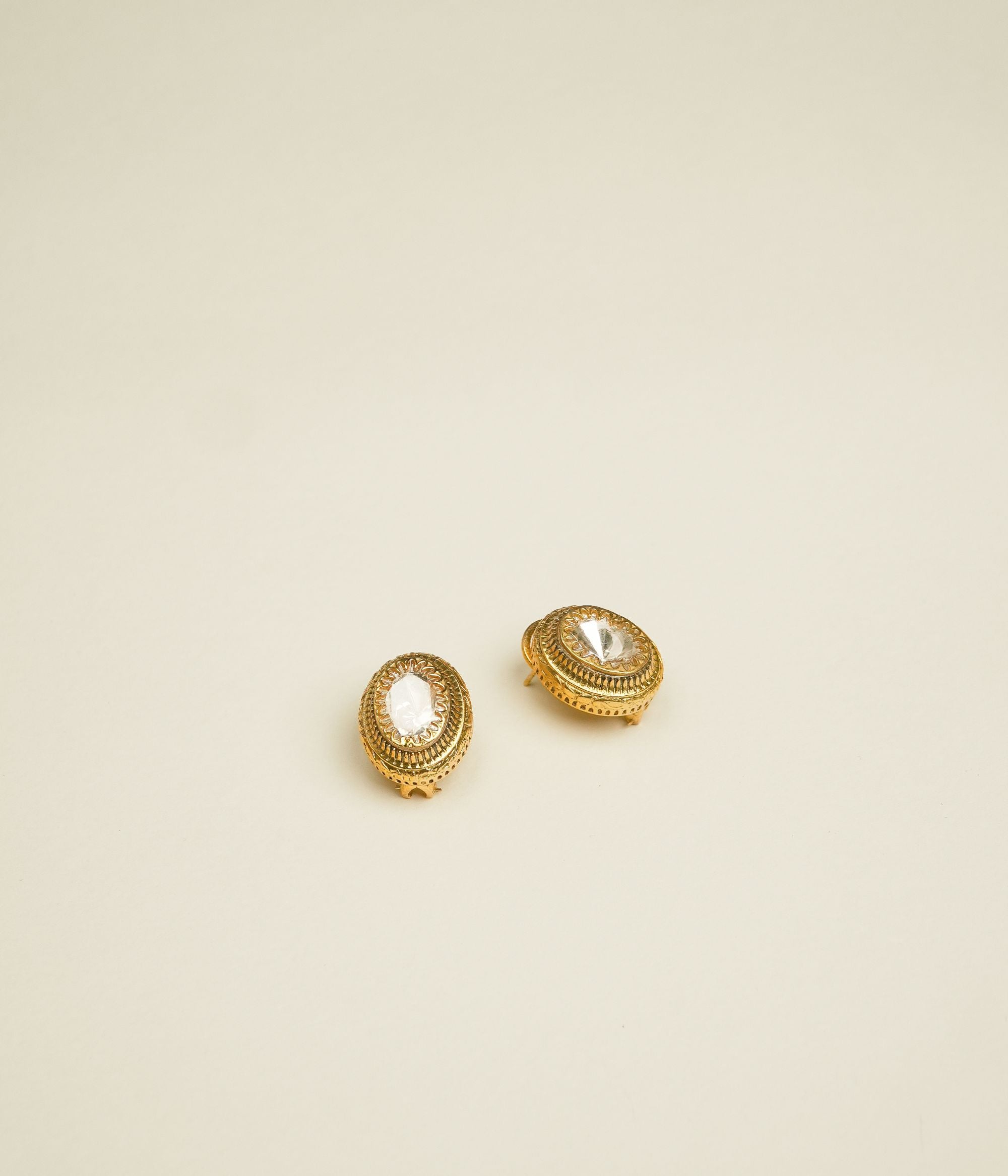 Ethnic 925 silver gold plated polki earrings