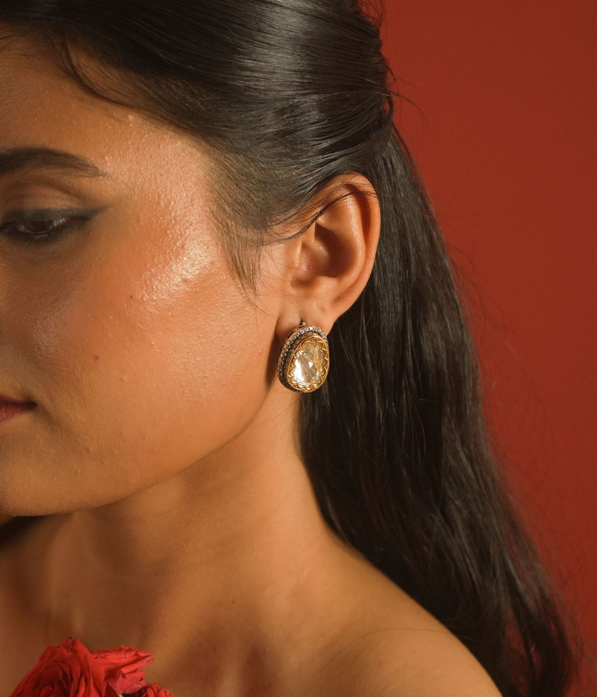 premium polki earrings 92.5 silver handcrafted Chennai