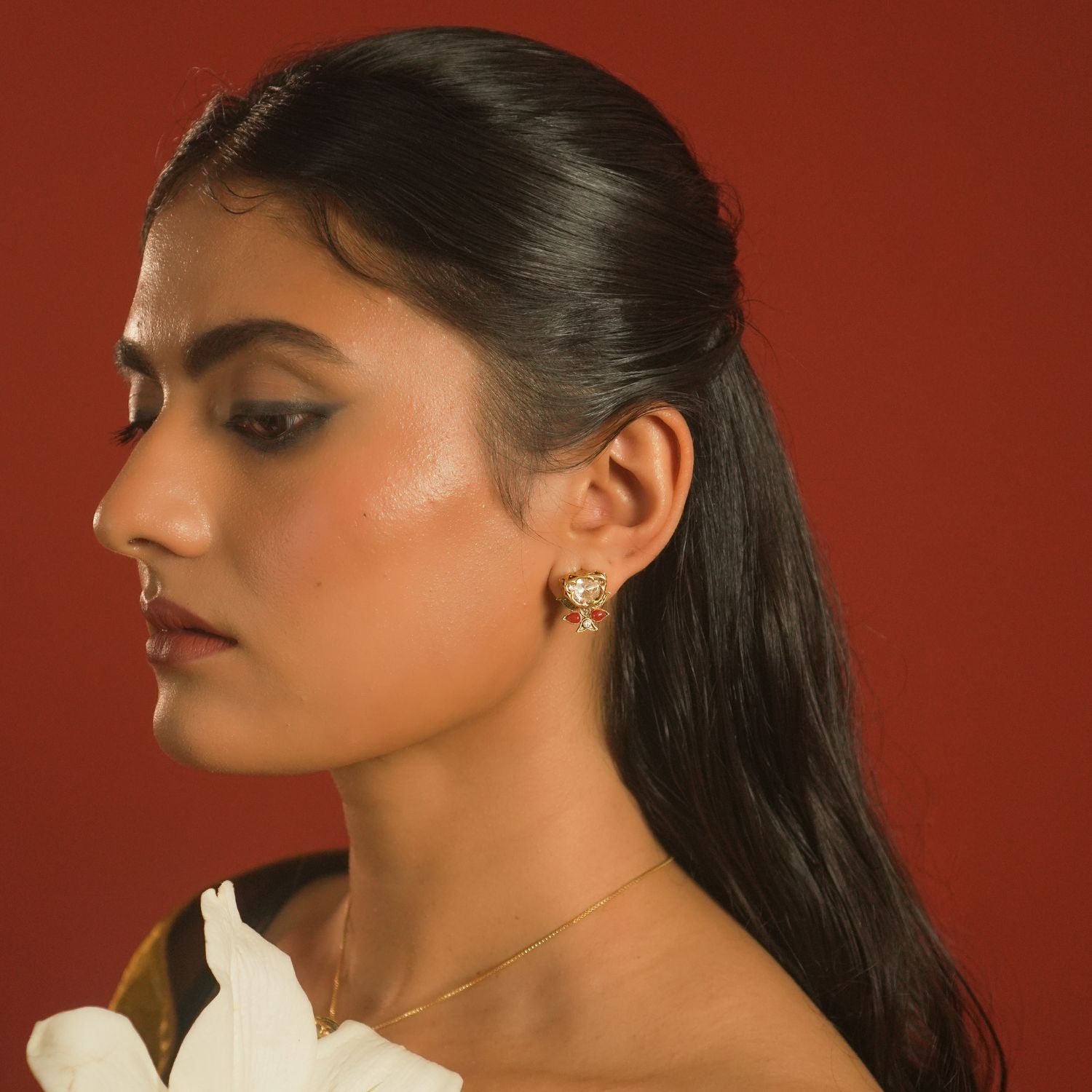 romy earrings 925 silver moissanite polki earrings Chennai