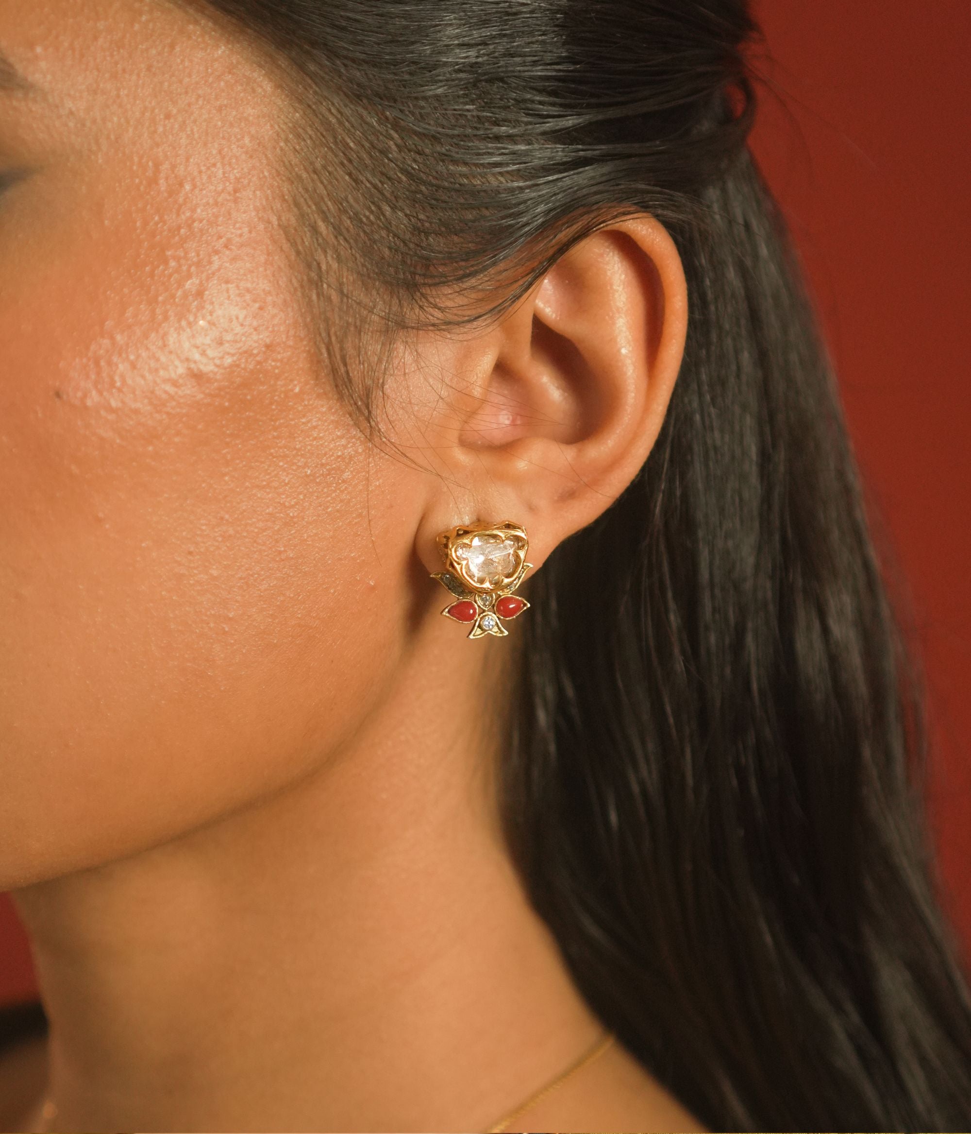 designer polki earrings CZ stone silver jewelry