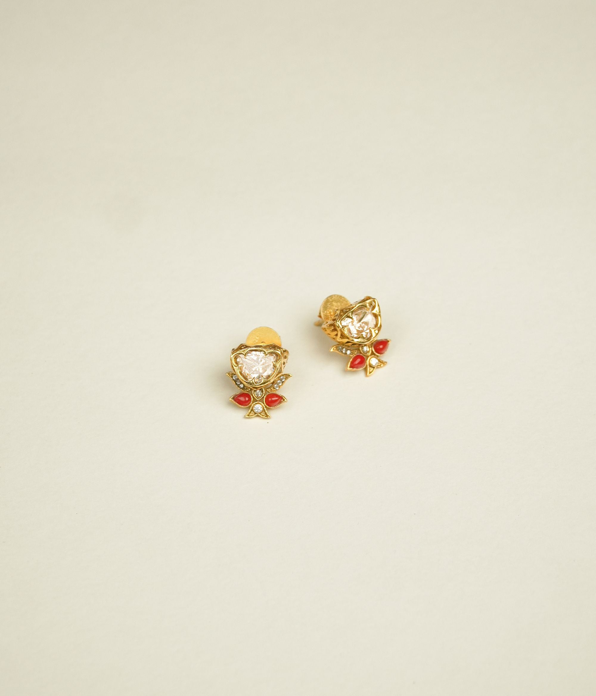 Moissanite polki Stud, uncut, stud 92.5 silver jewellery