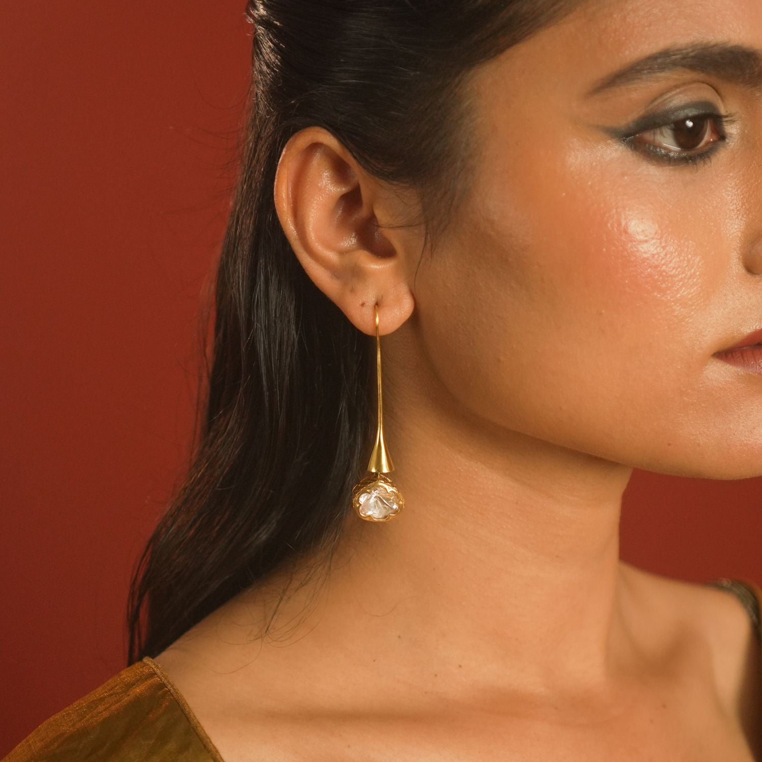 Eloise Earrings Gold Plated Silver with Moissanite Handmade