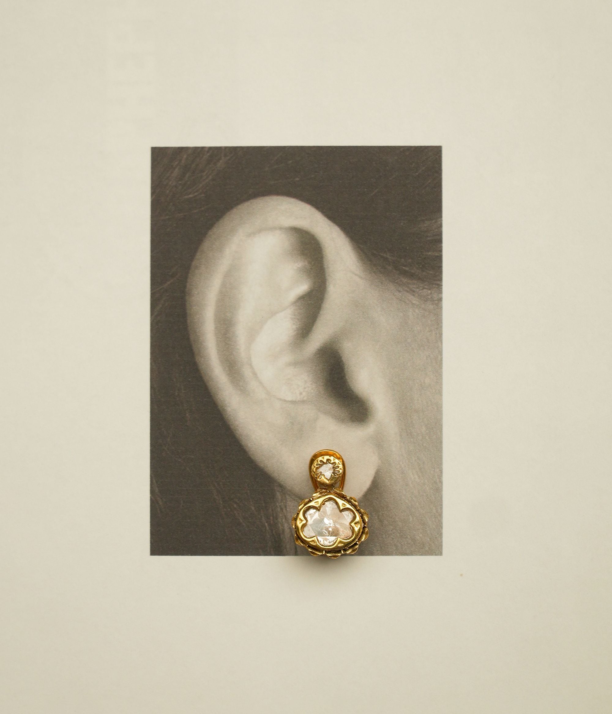 handmade silver oval earrings with moissanite polki Chennai