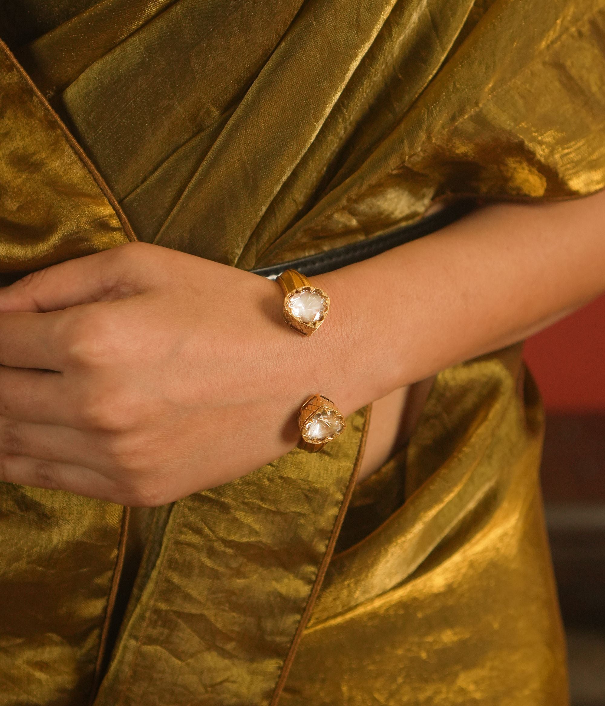 Eloise Handmade Silver Bracelet with CZ and Polki Stones Chennai