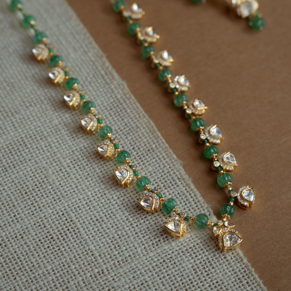 Polki, CZ, and bead elegant necklace