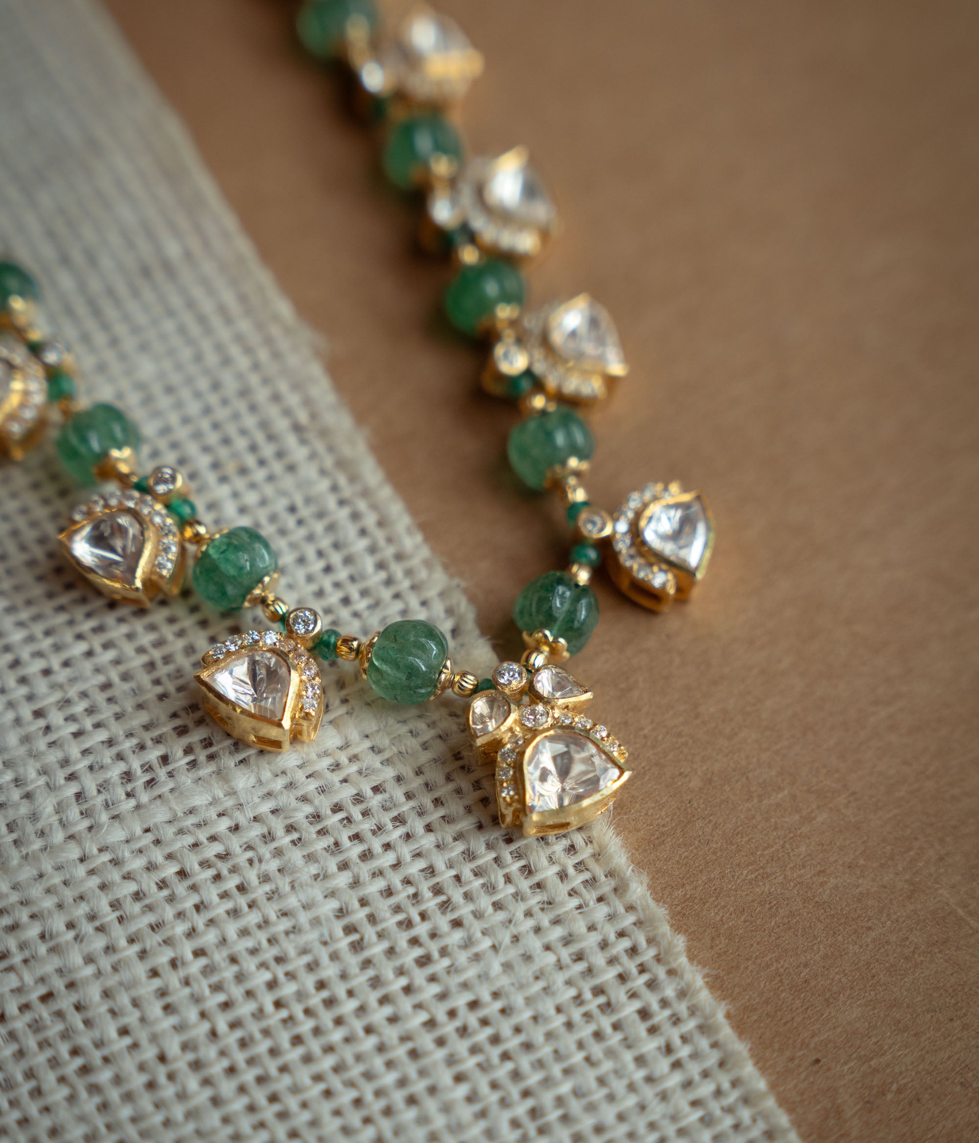 Polki, CZ, and bead elegant necklace