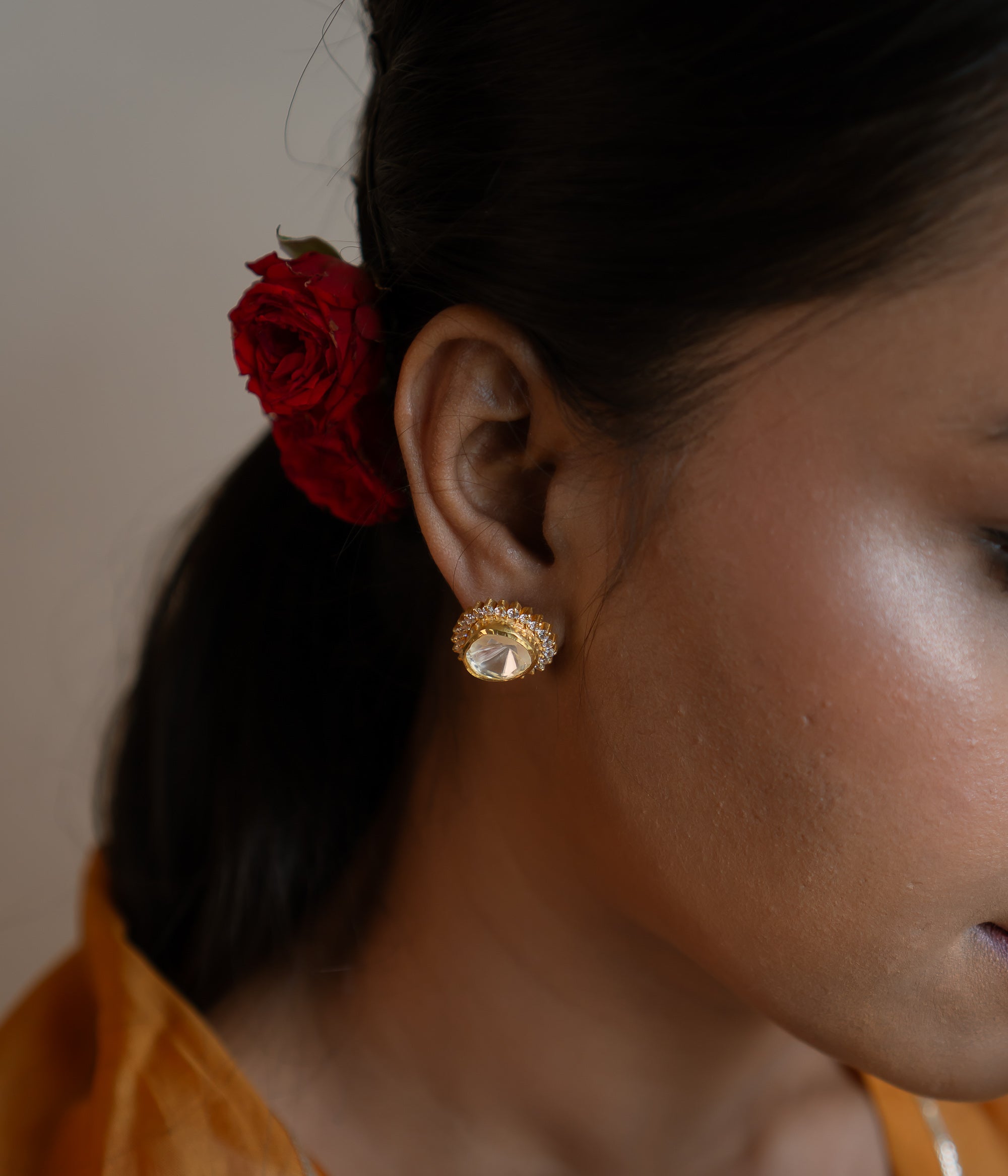 Handcrafted Pierre Silver Earrings from Chennai